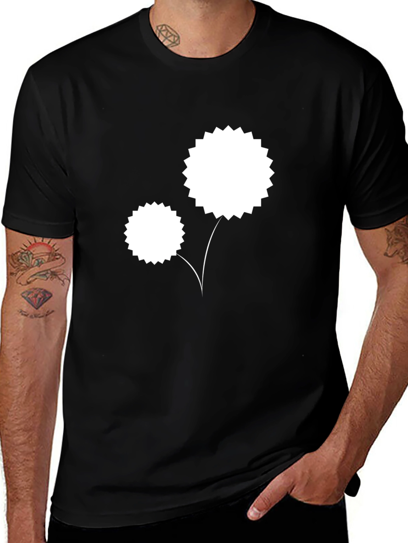 Variant 7 of Black T-Shirt with Abstract Floral Design
