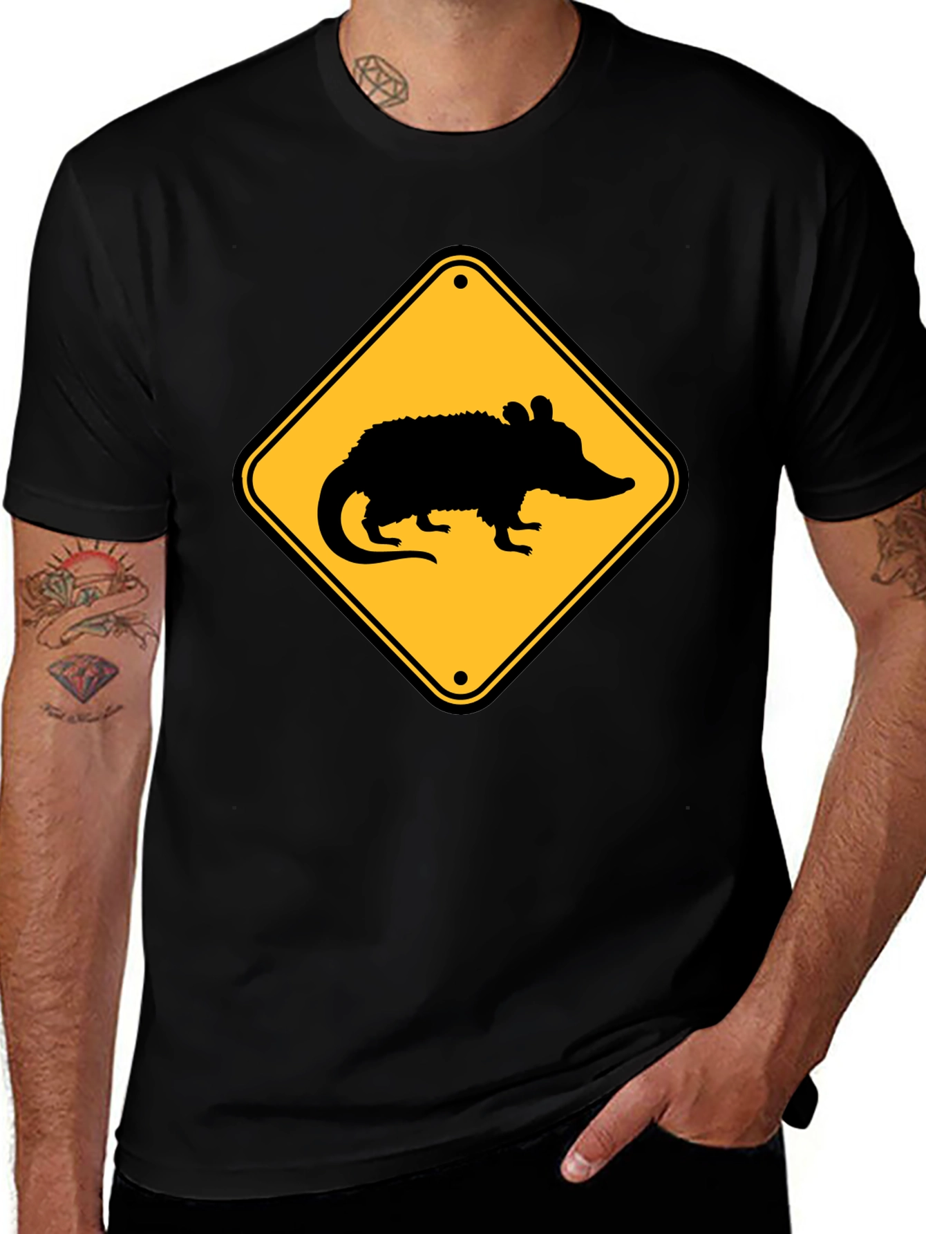 Variant 11 of Opossum Crossing T-Shirt - Black