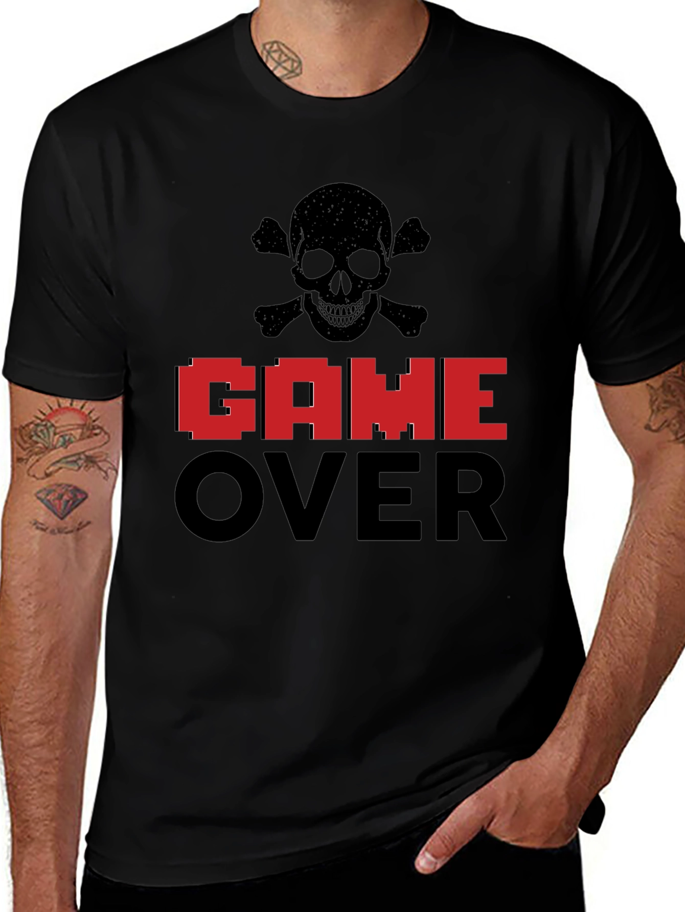Game Over Skull Graphic Tee - Gamer Style