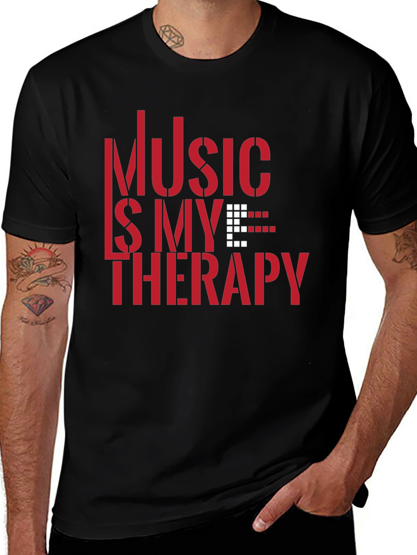 Variant 11 of Music is My Therapy Graphic Tee - Stylish Comfort
