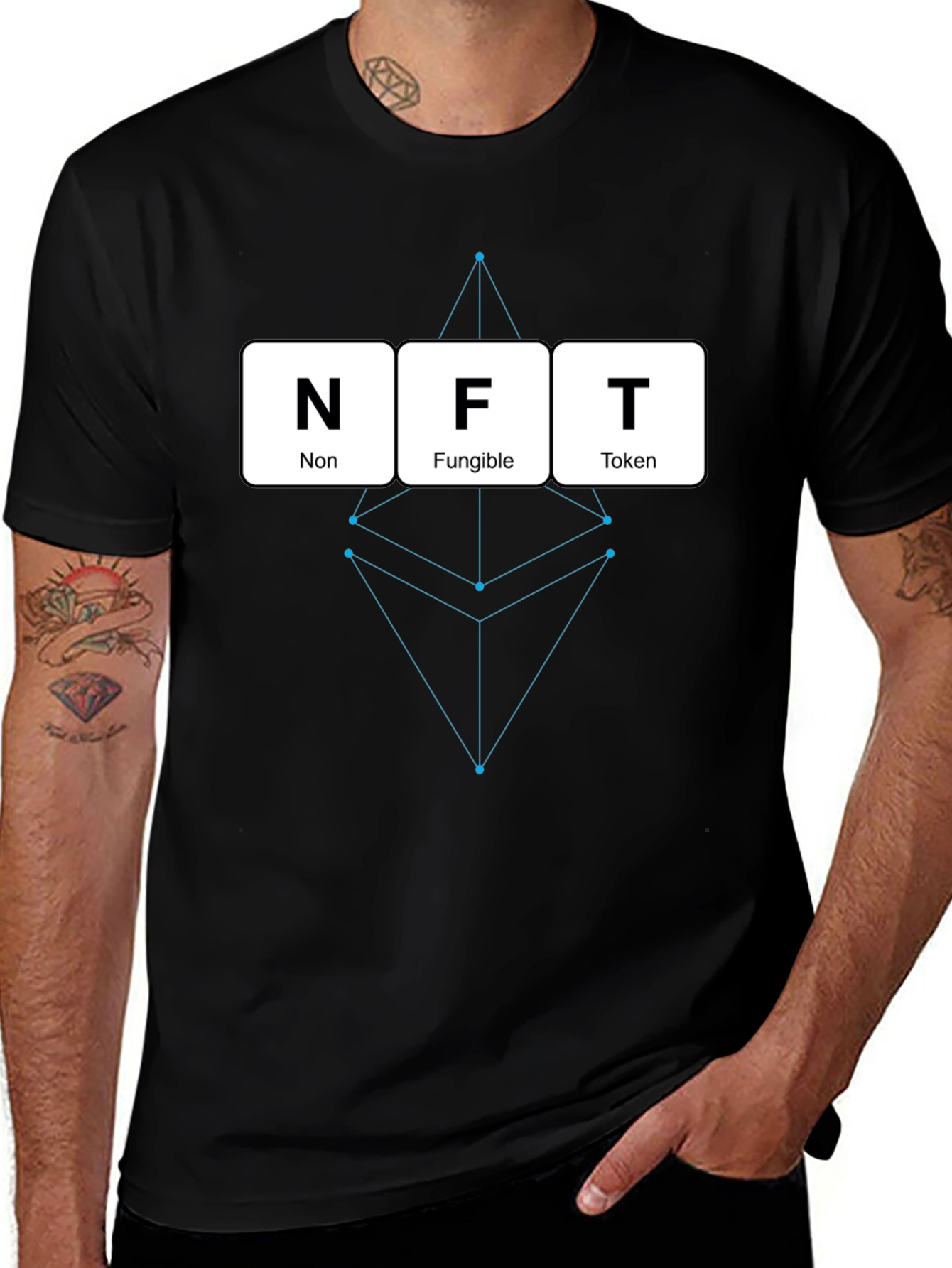 Variant 12 of NFT Crypto Black T-Shirt - Non Fungible Token Design