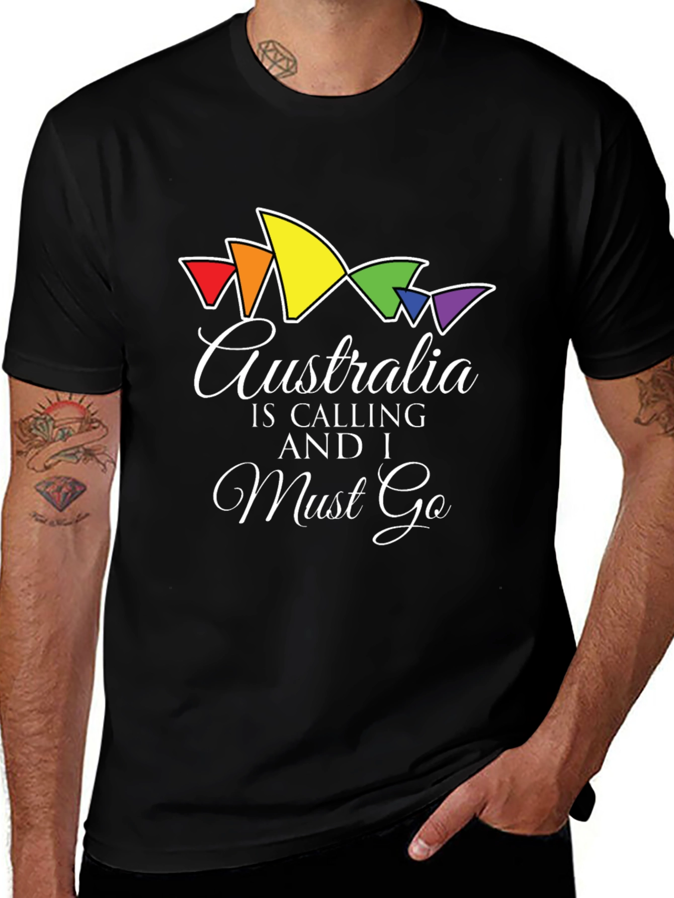 Australia Calling T-Shirt - Stylish Black Tee