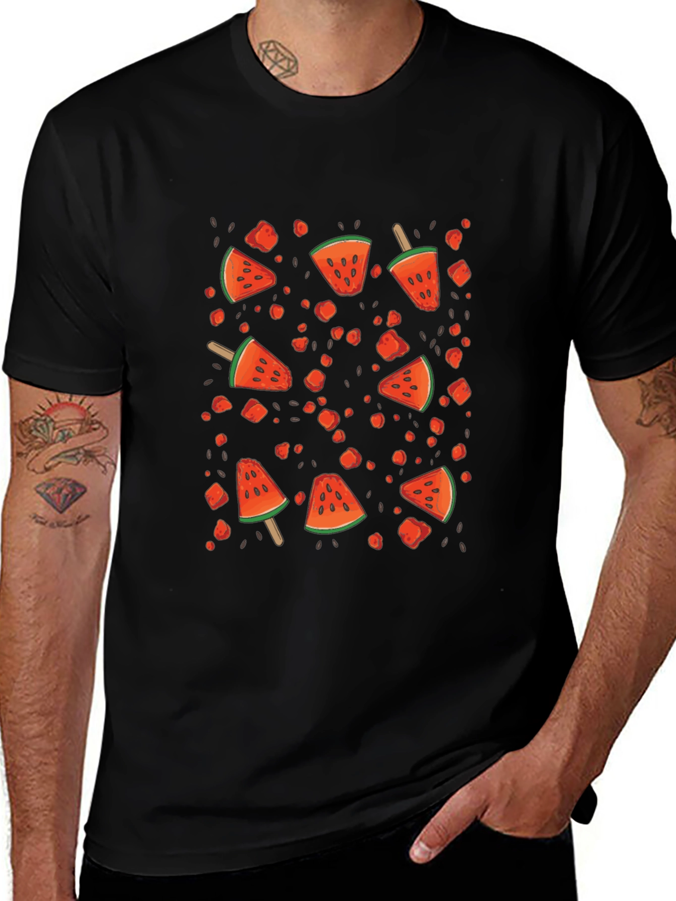 Variant 12 of Watermelon Slice Pattern T-Shirt - Trendy Summer Tee