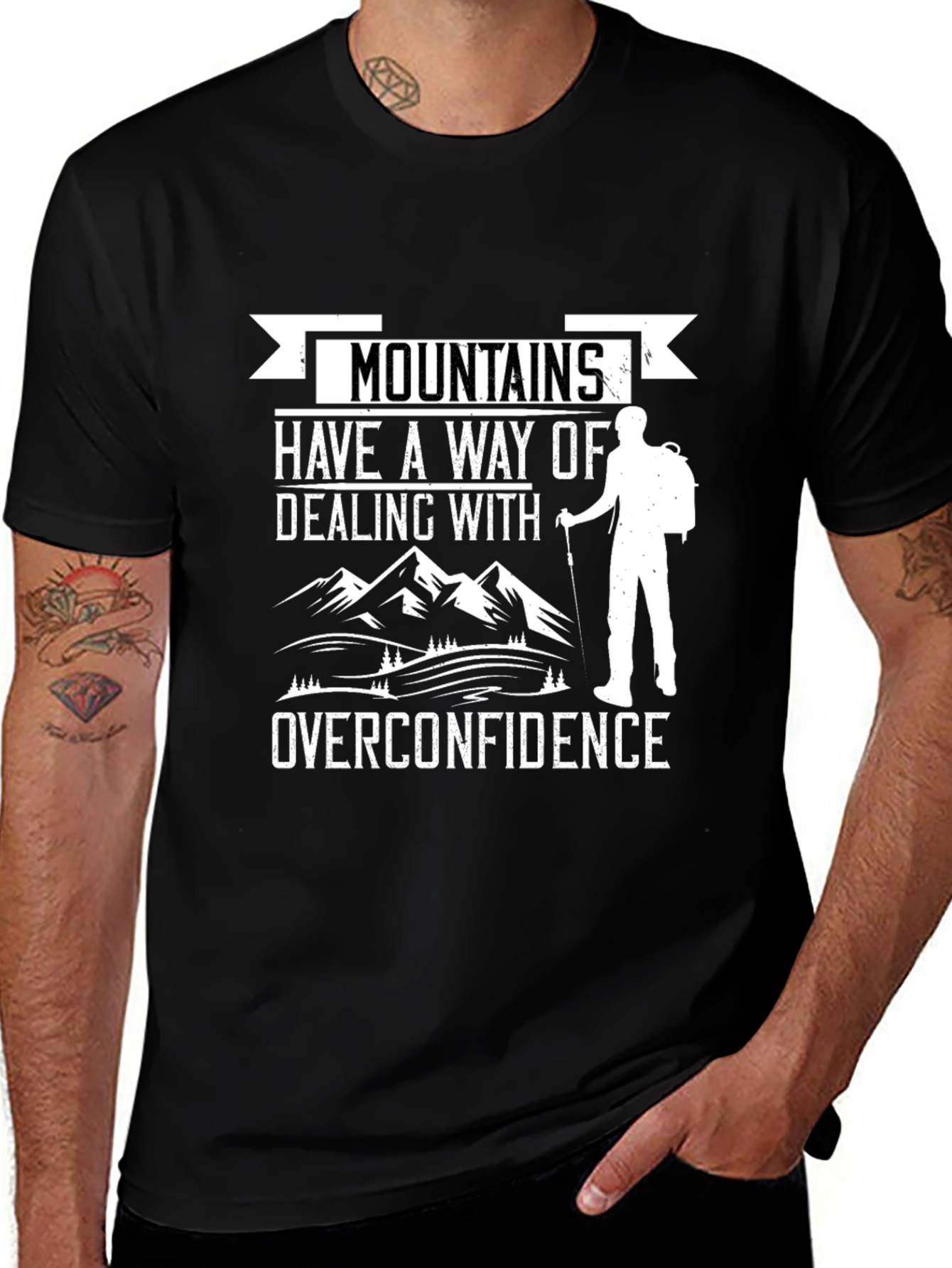 Variant 19 of Mountains Overconfidence Black T-Shirt
