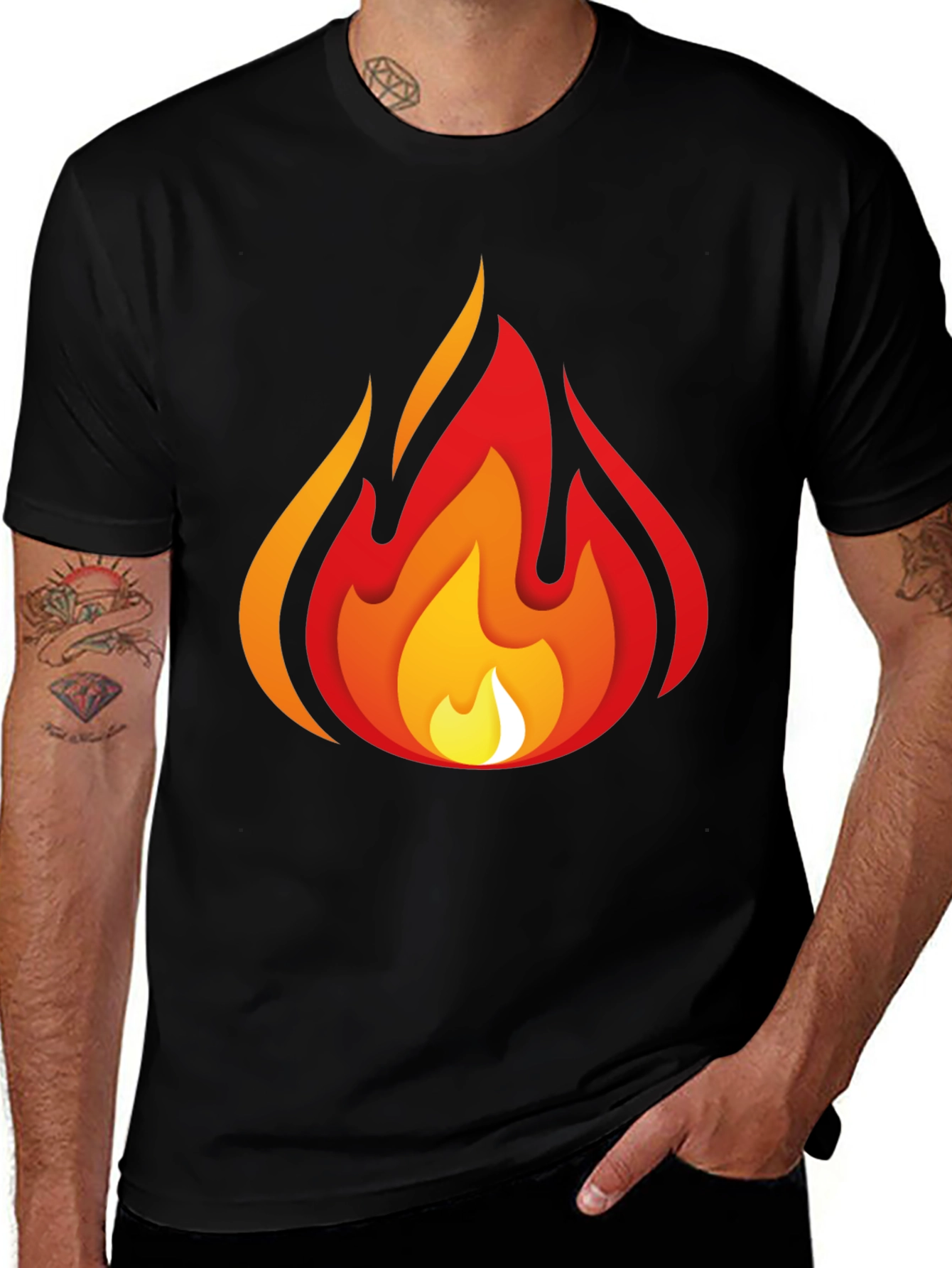 Variant 27 of Fiery Flame Graphic Black T-Shirt