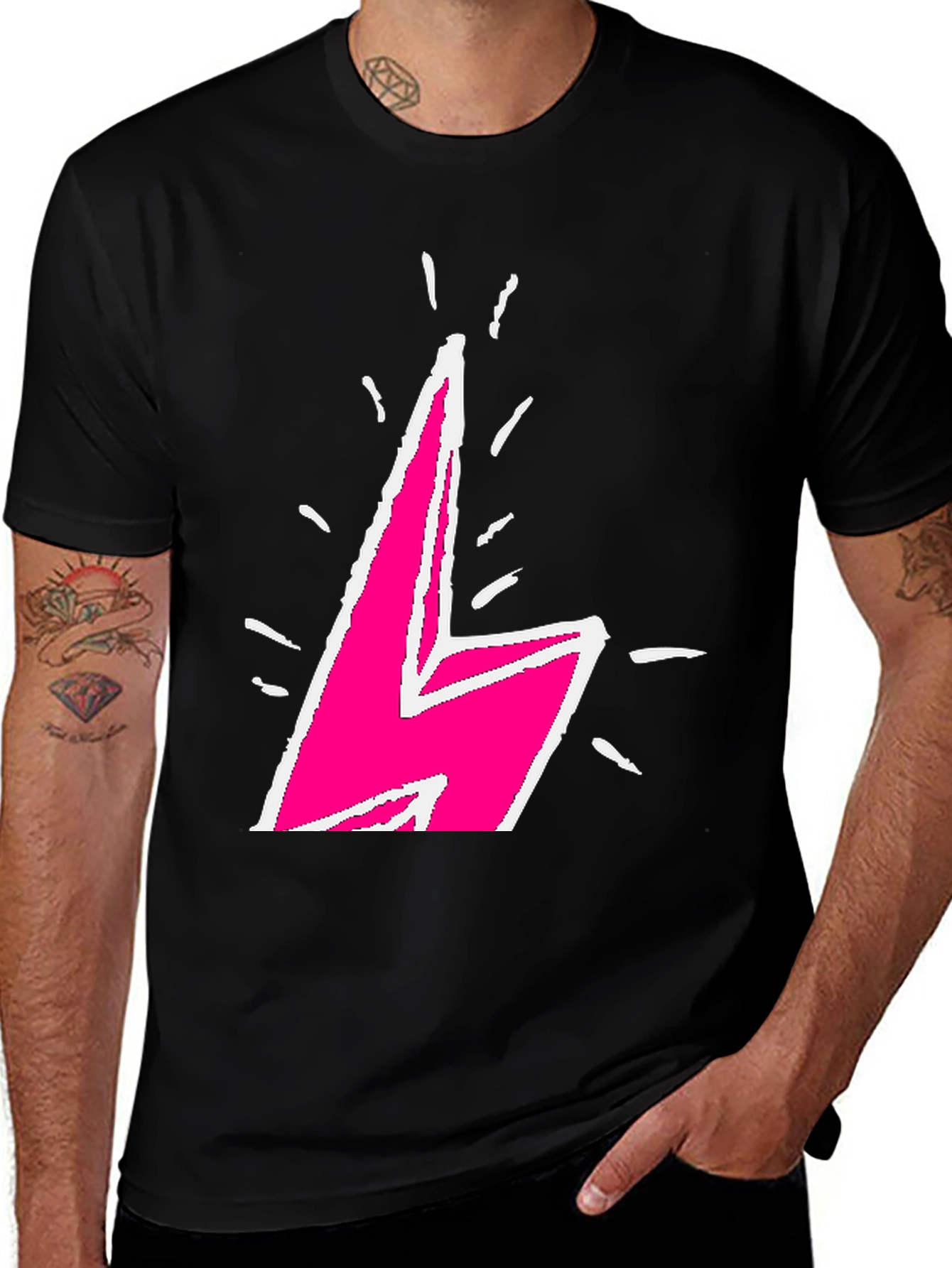 Variant 12 of Lightning Bolt Graphic Tee - Bold Pink Design