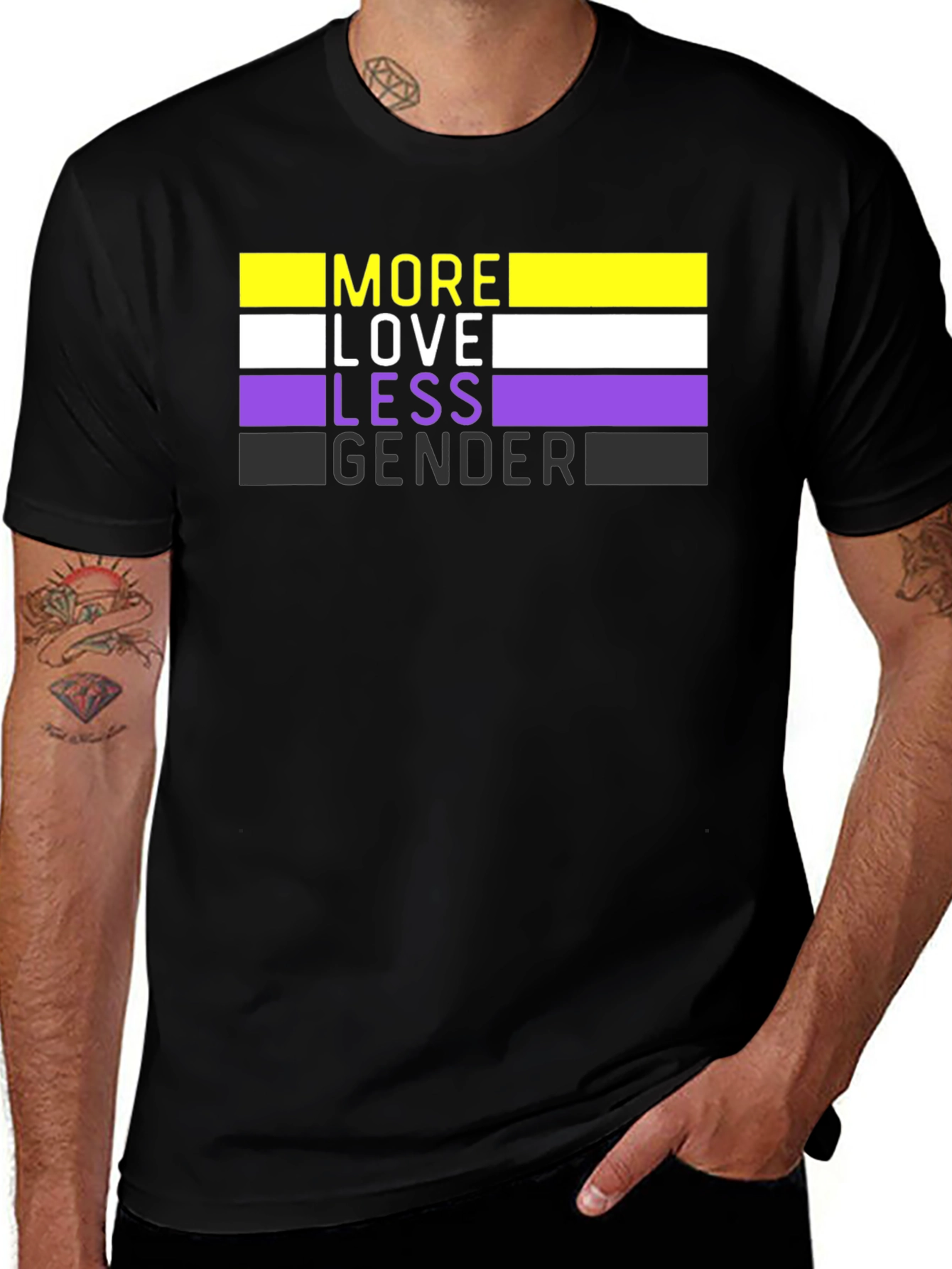 Variant 11 of More Love Less Gender T-Shirt - Nonbinary Pride