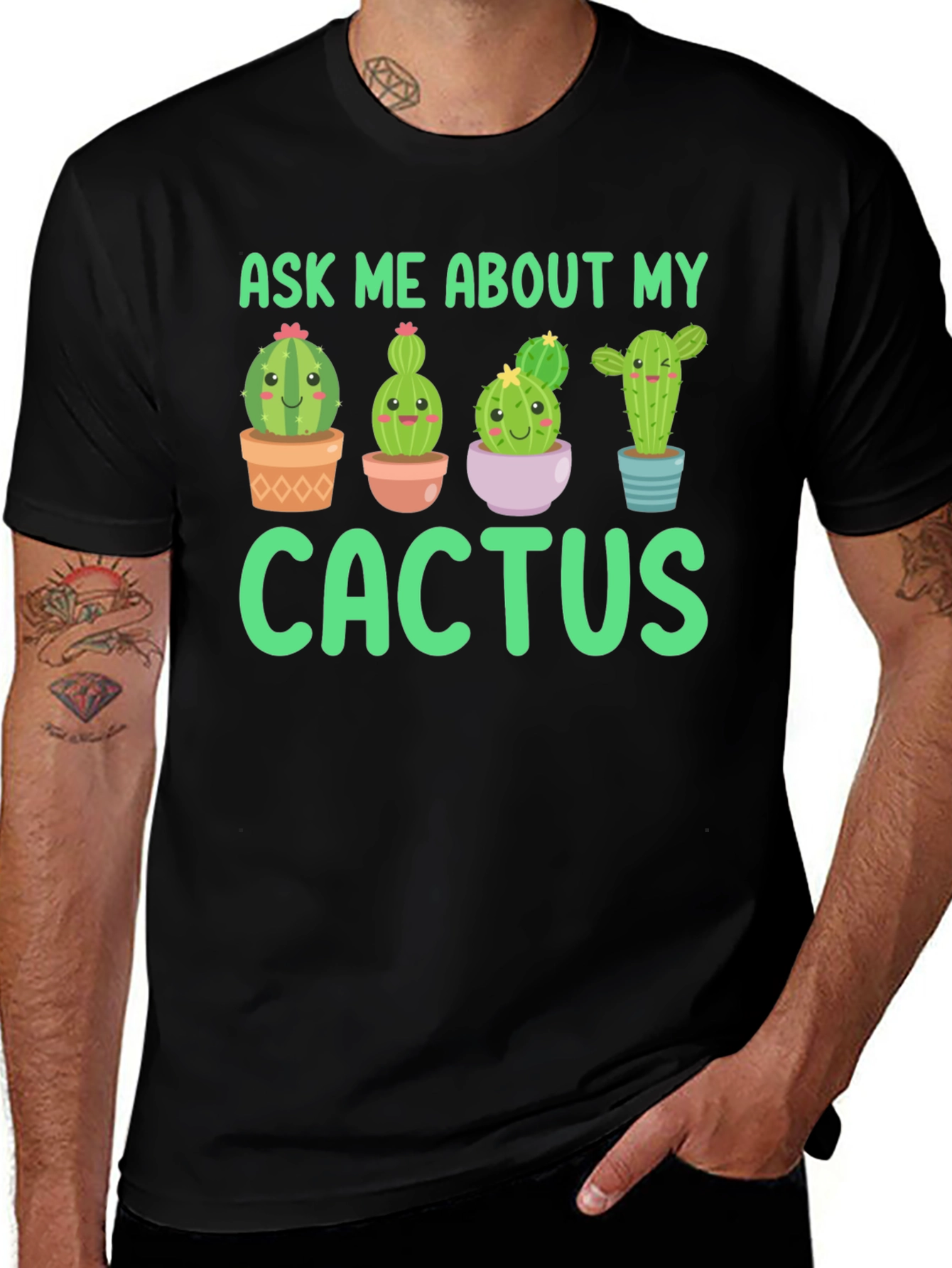 Variant 6 of Ask Me About My Cactus T-Shirt - Cute Plant Lover Tee