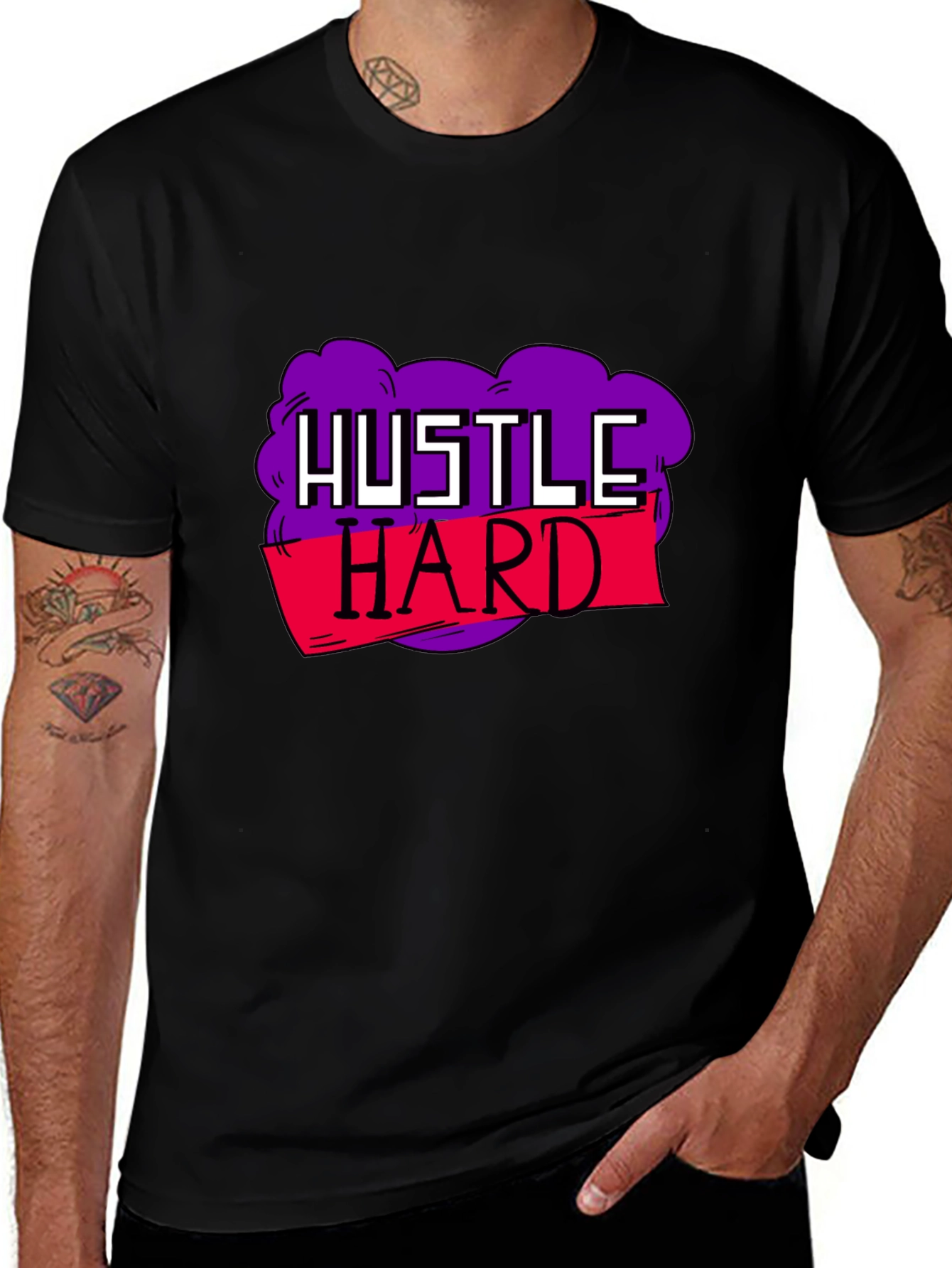 Variant 25 of Hustle Hard Graphic Tee - Motivational Black T-Shirt