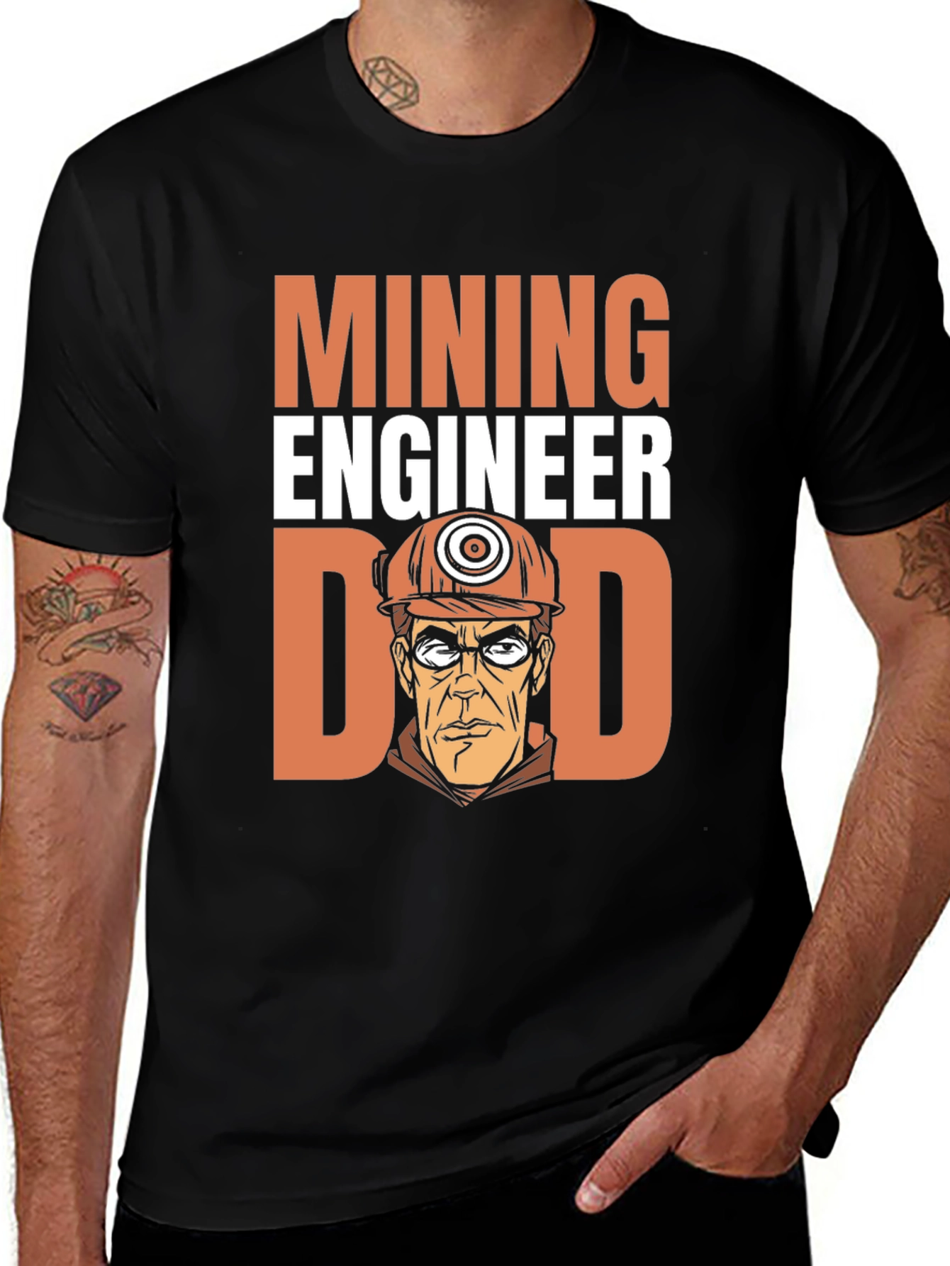 Black Mining Engineer Dad T-Shirt main image