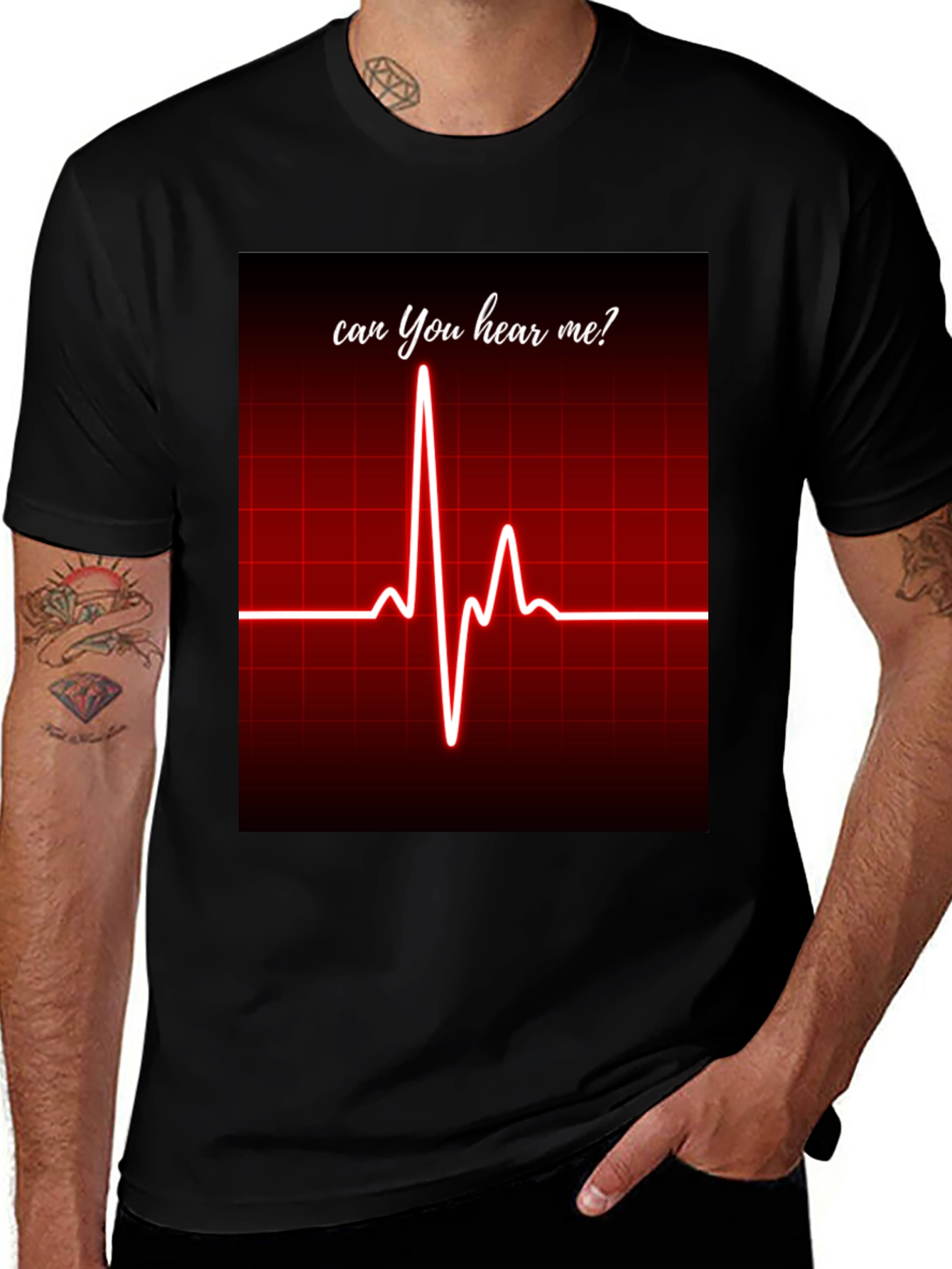 Variant 21 of Can You Hear Me? ECG Heartbeat Graphic Tee