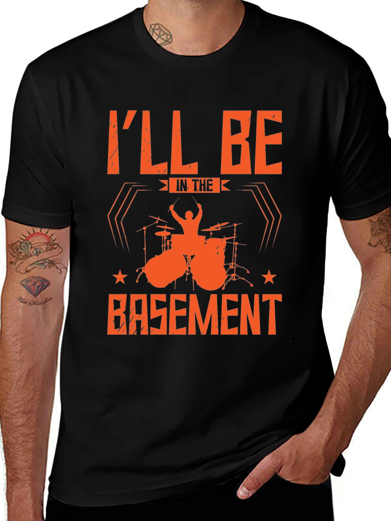 Drummer T-Shirt - I'll Be In The Basement - Music Lover Tee