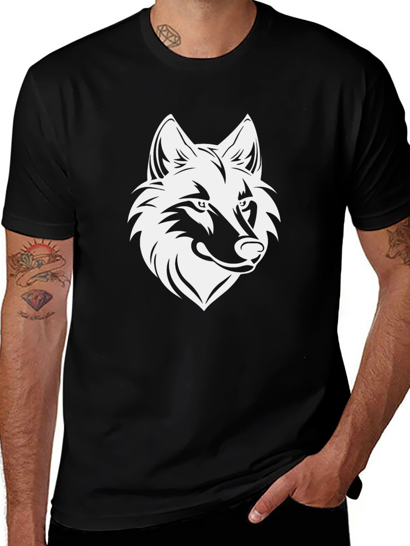Variant 23 of Black Wolf Graphic T-Shirt - Stylish Animal Design