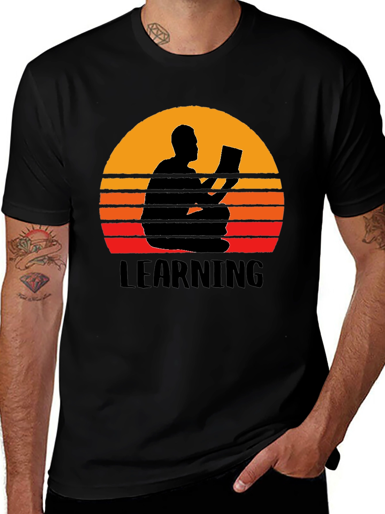 Variant 6 of Learning Sunset Graphic Tee - Black