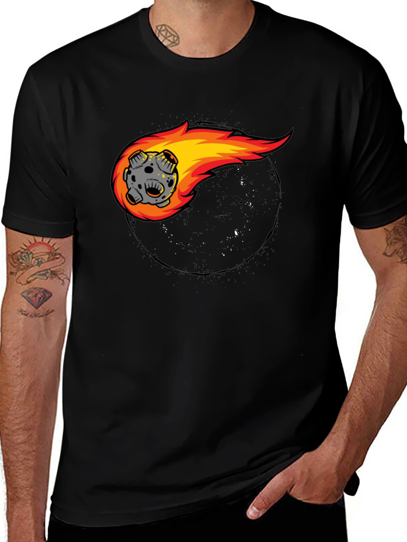 Variant 19 of Meteor Graphic Tee - Black Cotton Casual Shirt