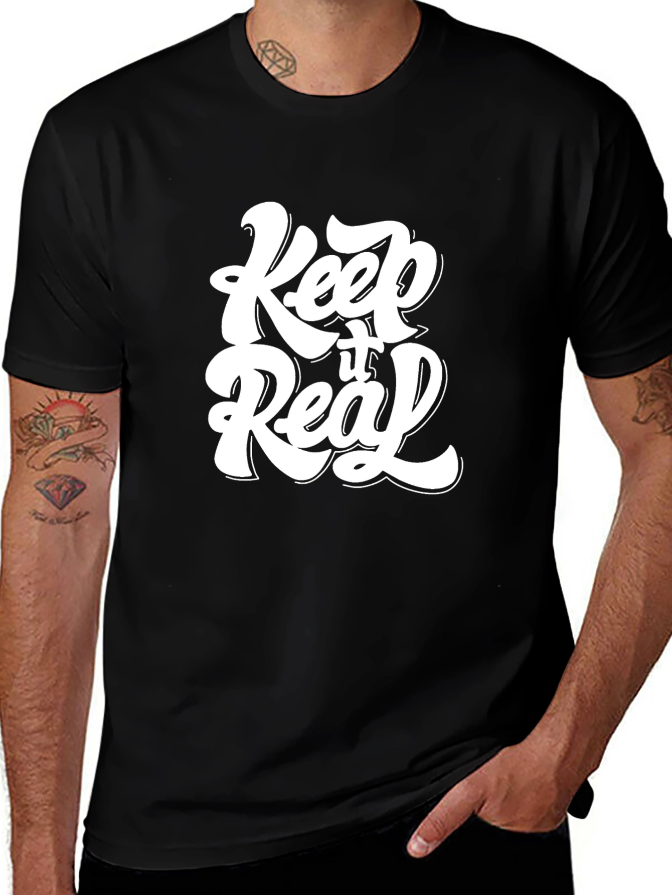 Variant 2 of Keep it Real Black Graphic Tee