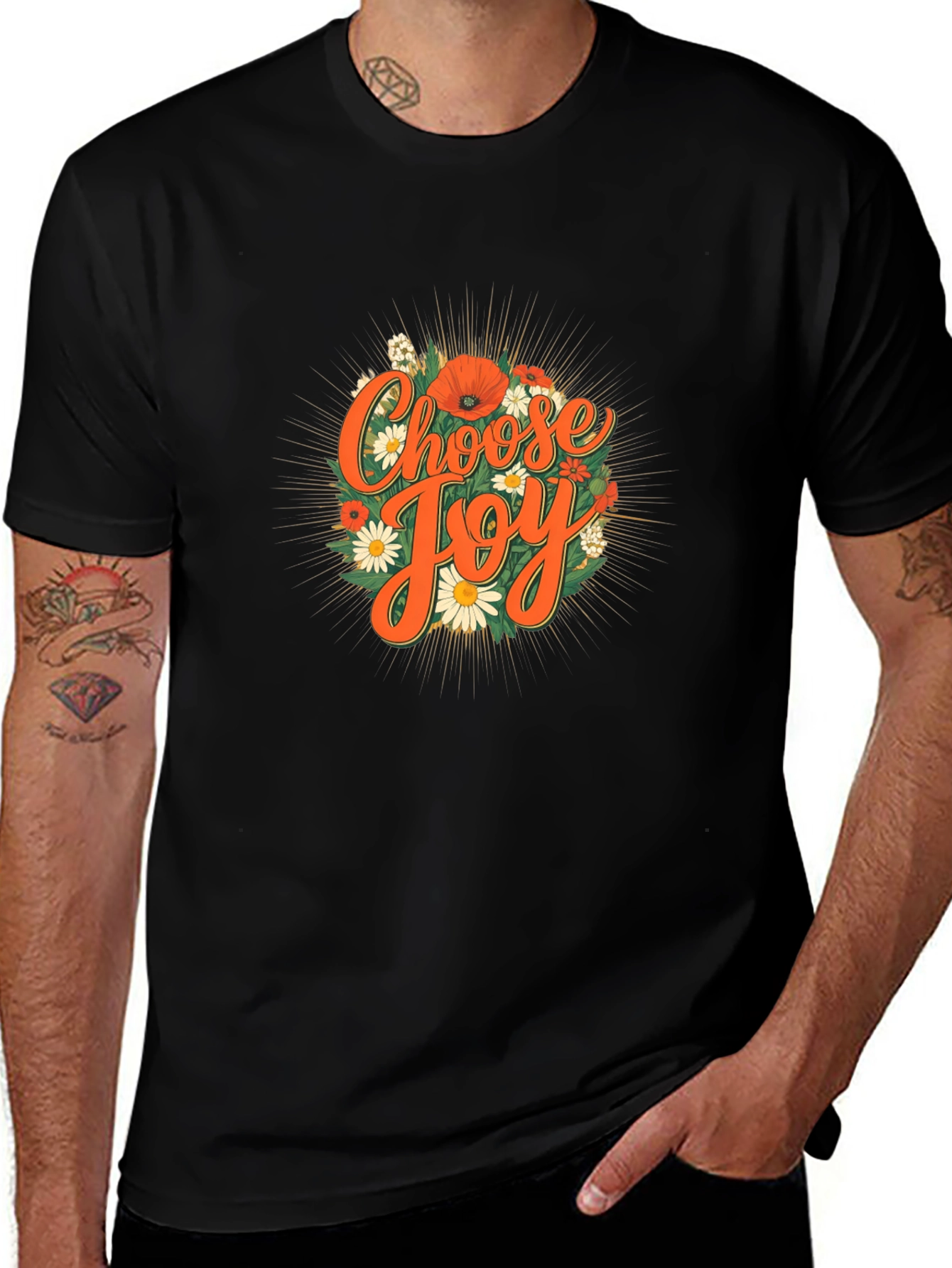 Variant 26 of Choose Joy Floral Graphic Tee - Positive Vibes