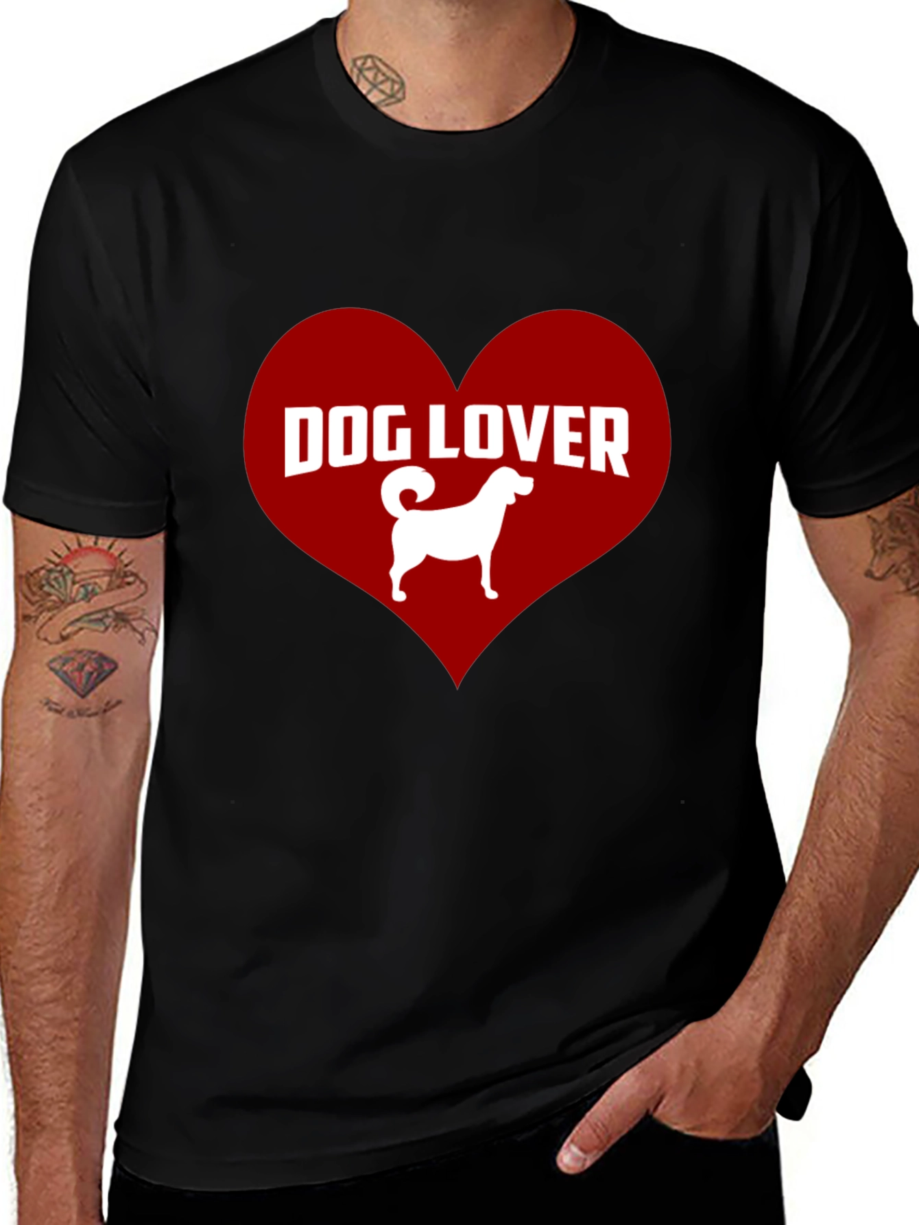 Variant 9 of Dog Lover Graphic Tee - Heart Design
