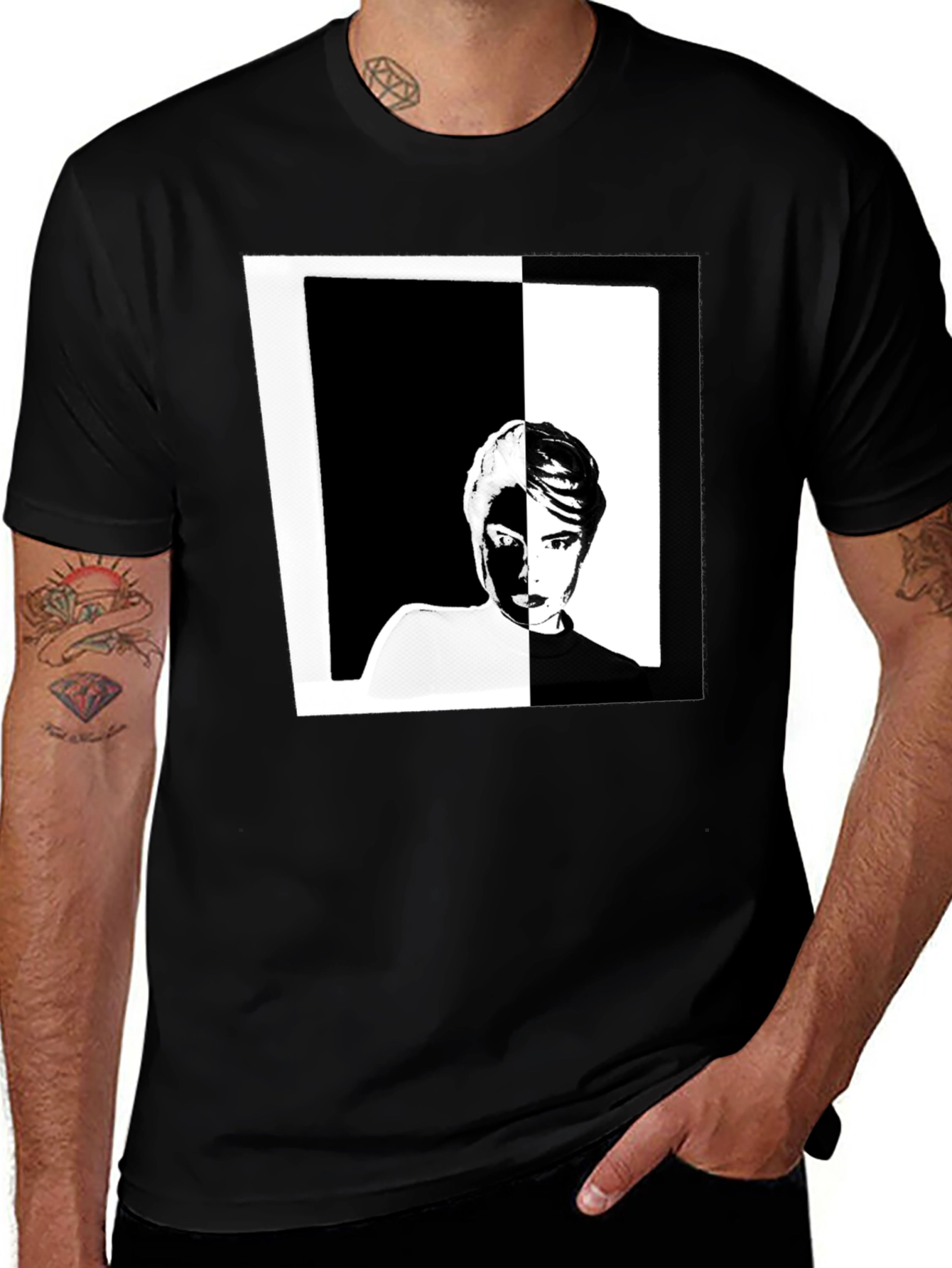 Variant 30 of Abstract Face Graphic Black T-Shirt