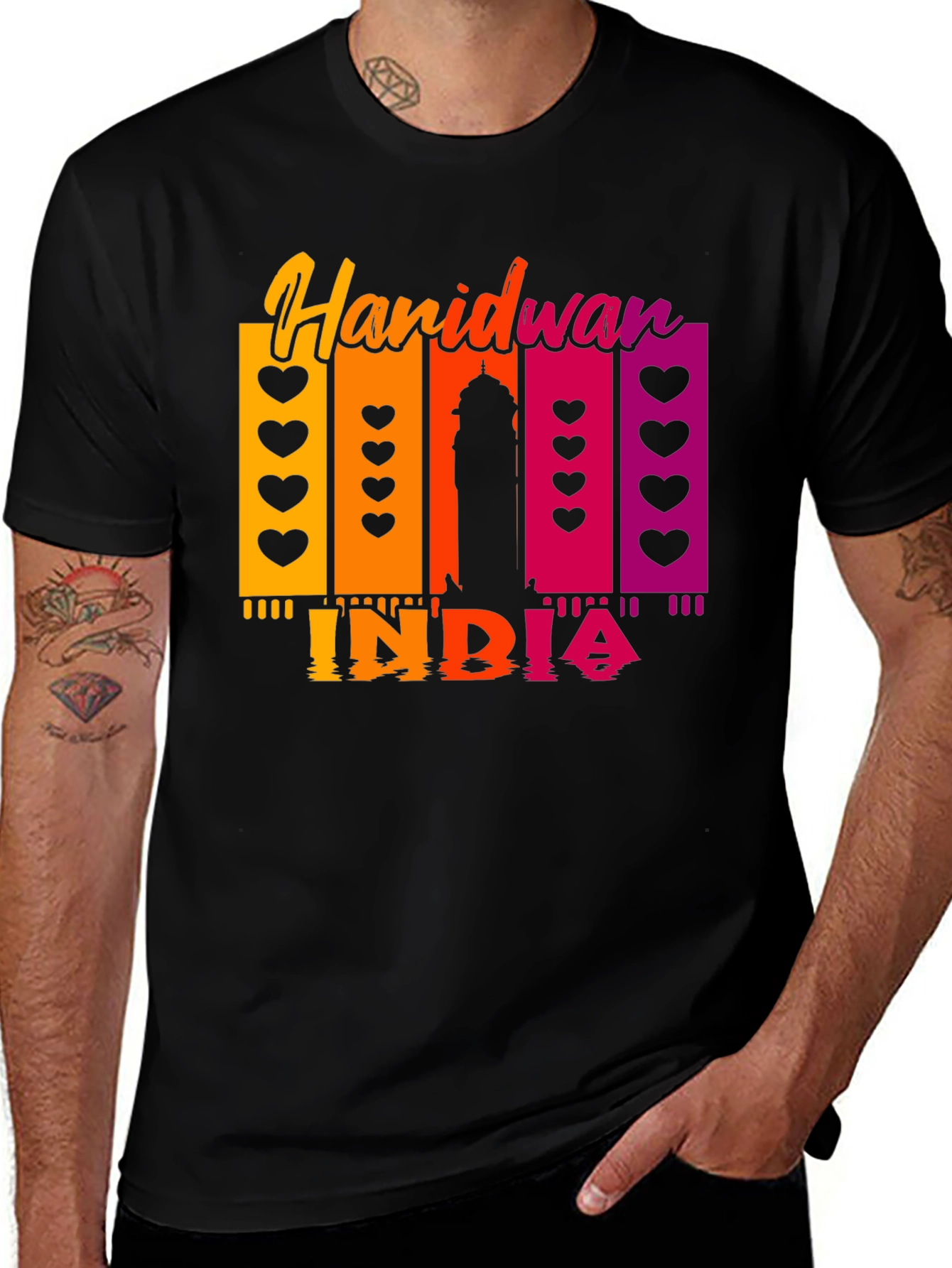 Haridwar India Graphic Print Black T-Shirt