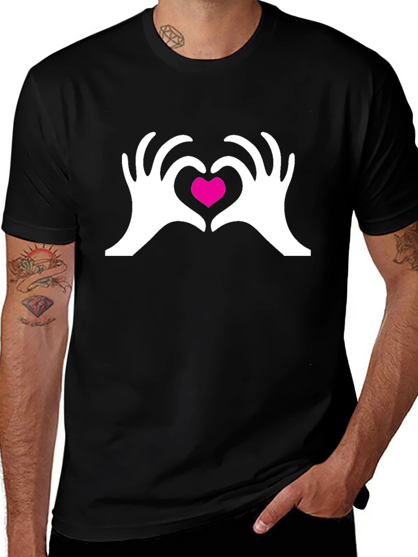 Variant 13 of Heart Hands Graphic Tee - Black