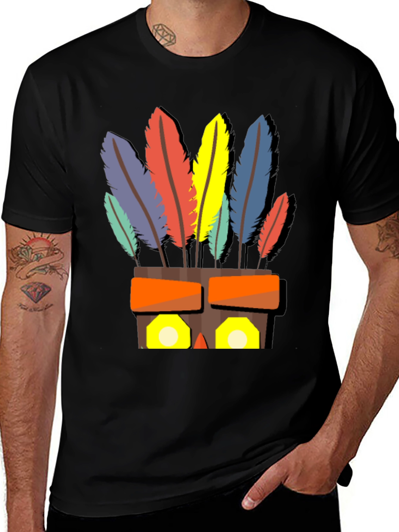 Variant 26 of Tribal Feather Mask Graphic Tee