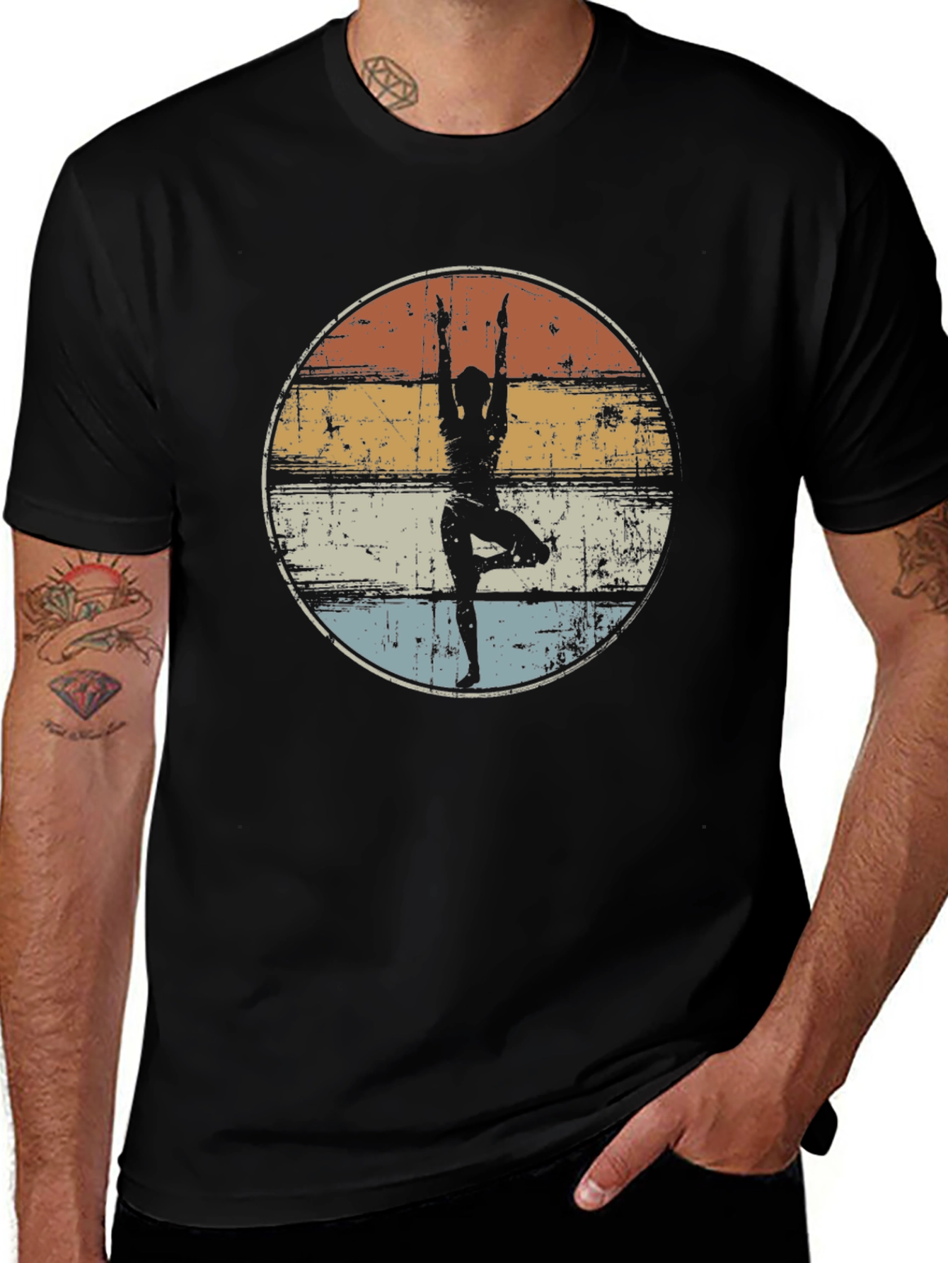 Variant 21 of Yoga Silhouette Graphic Tee - Vintage Style