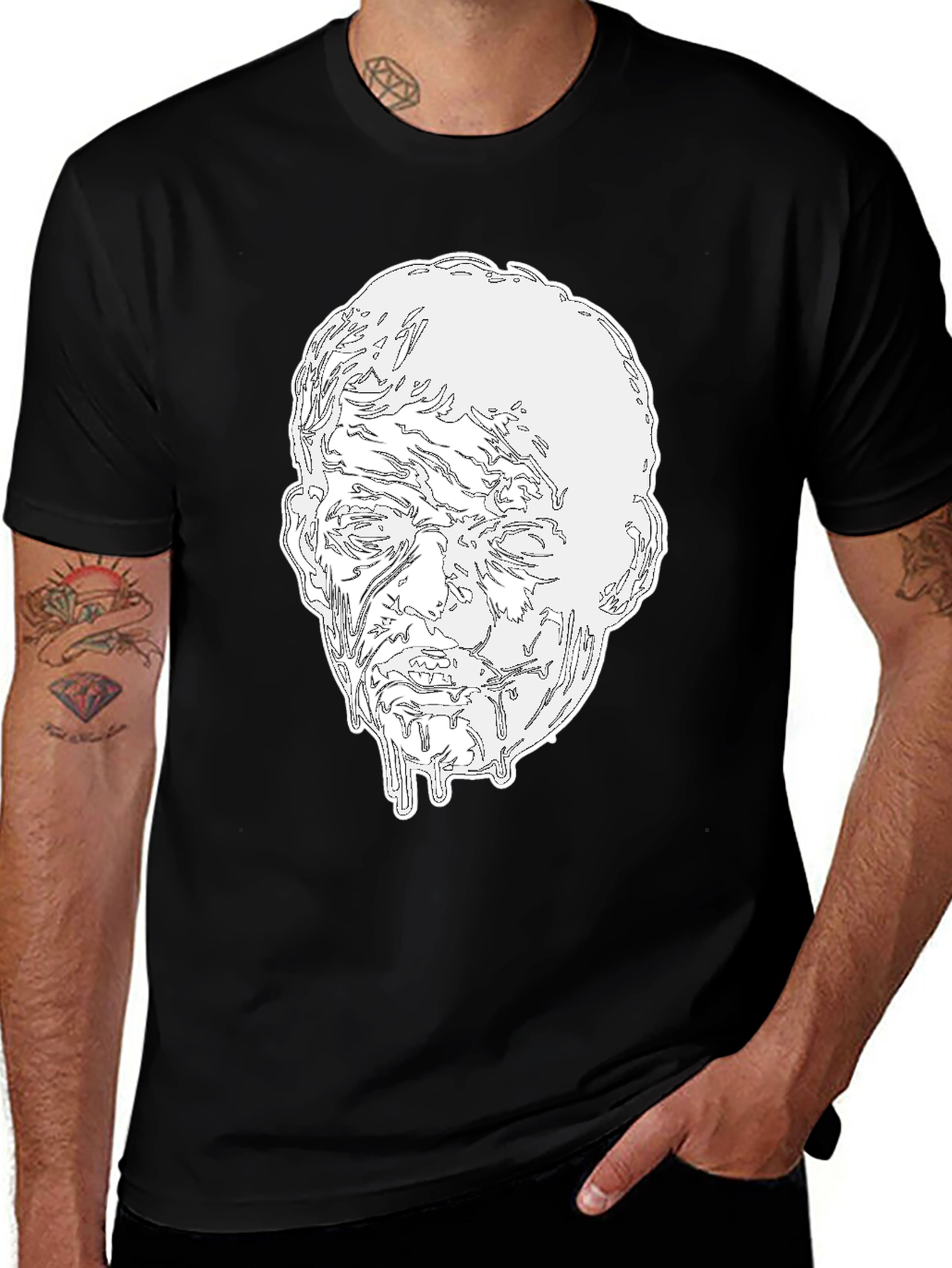 Variant 14 of Abstract Face Graphic Black T-Shirt