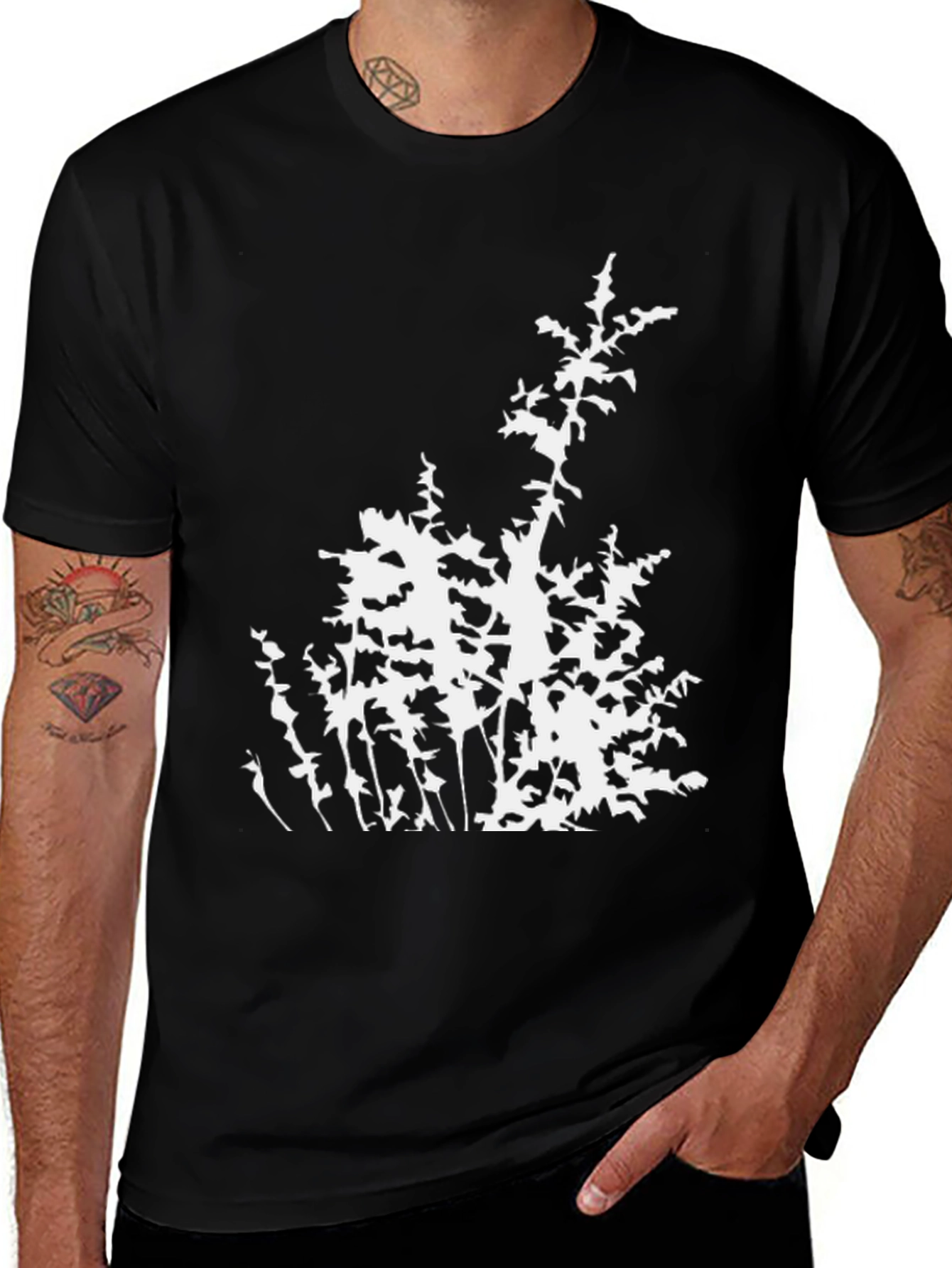 Variant 22 of Abstract Botanical Black T-Shirt