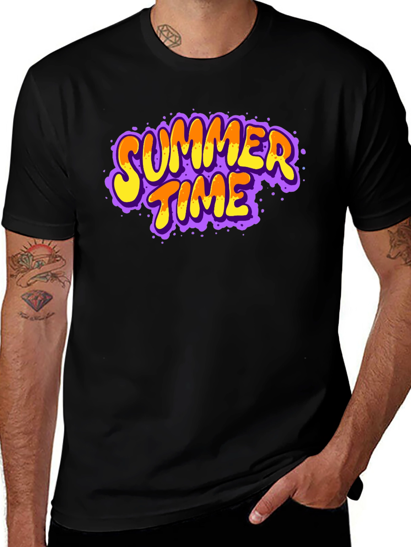 Variant 8 of Summer Time Graphic Print Black T-Shirt