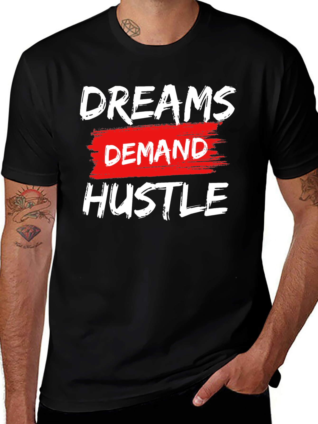 Variant 5 of Dreams Demand Hustle Graphic Tee - Black