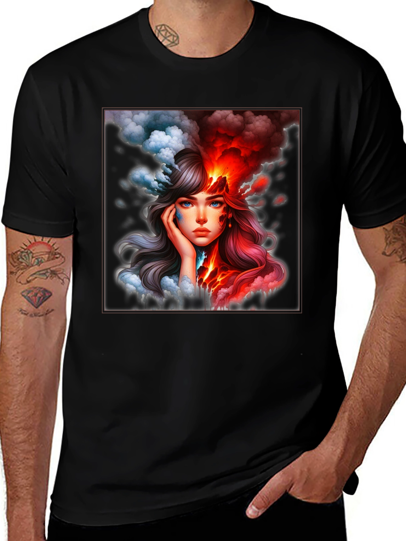 Fiery Ice T-Shirt - Artistic Graphic Tee