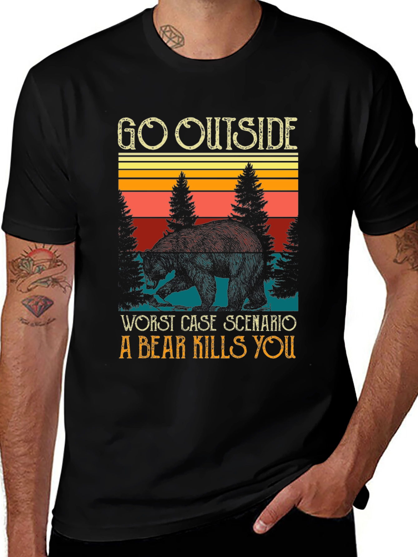 Variant 12 of Go Outside Bear Graphic Tee - Humor Outdoors T-Shirt