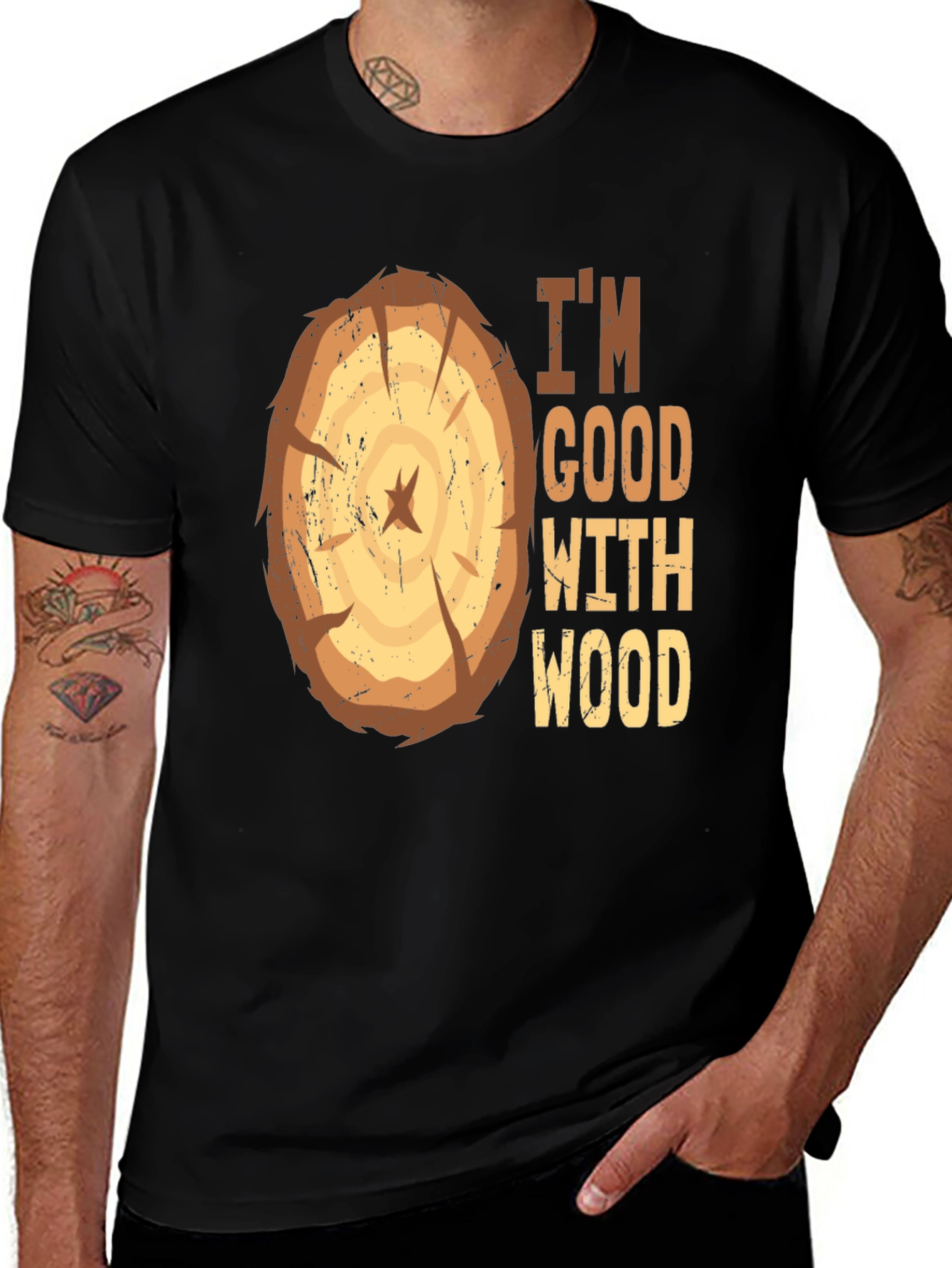 Variant 6 of I'm Good With Wood Funny Carpenter Graphic Tee