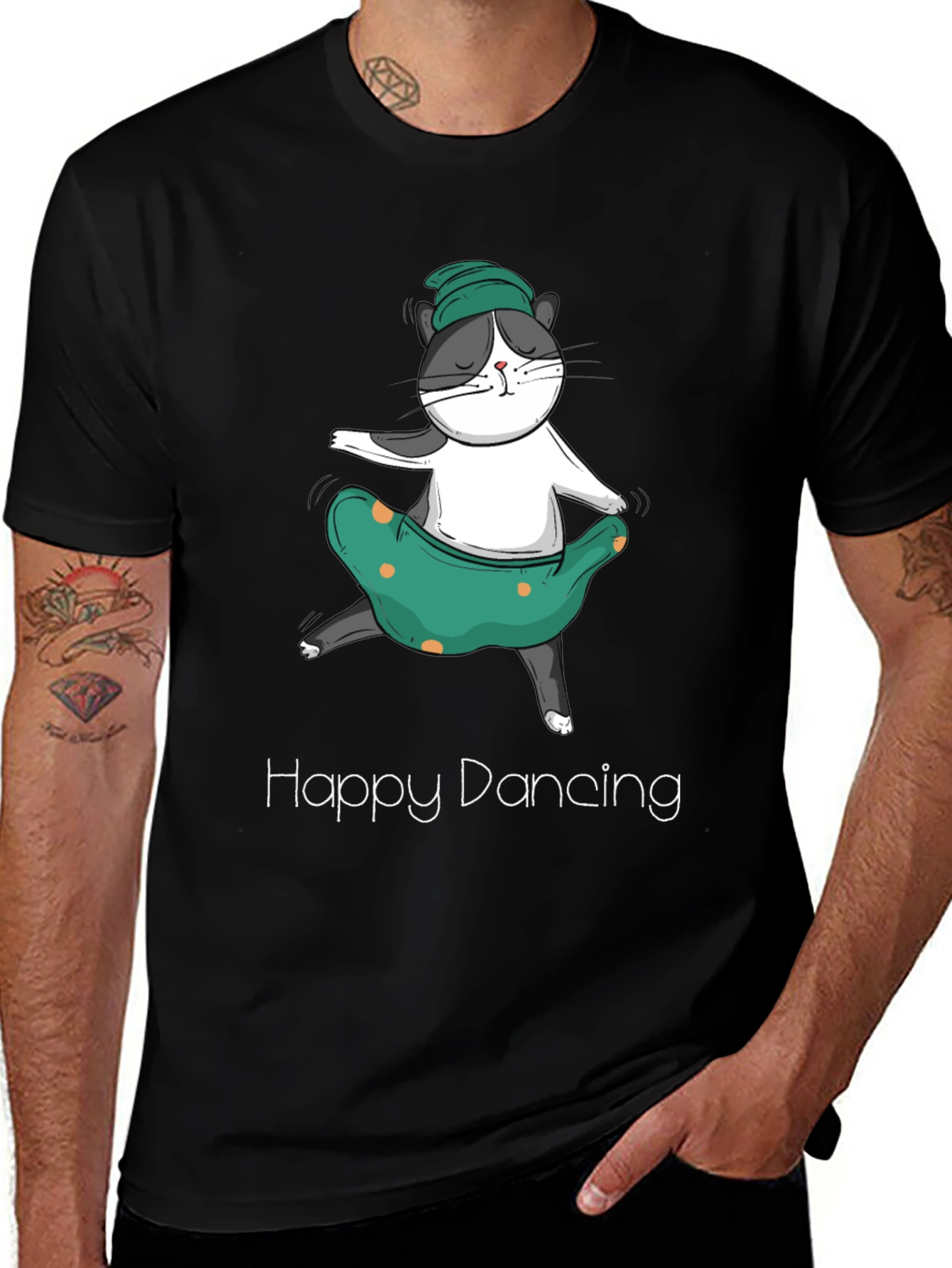 Variant 23 of Happy Dancing Cat T-Shirt - Cute Graphic Tee