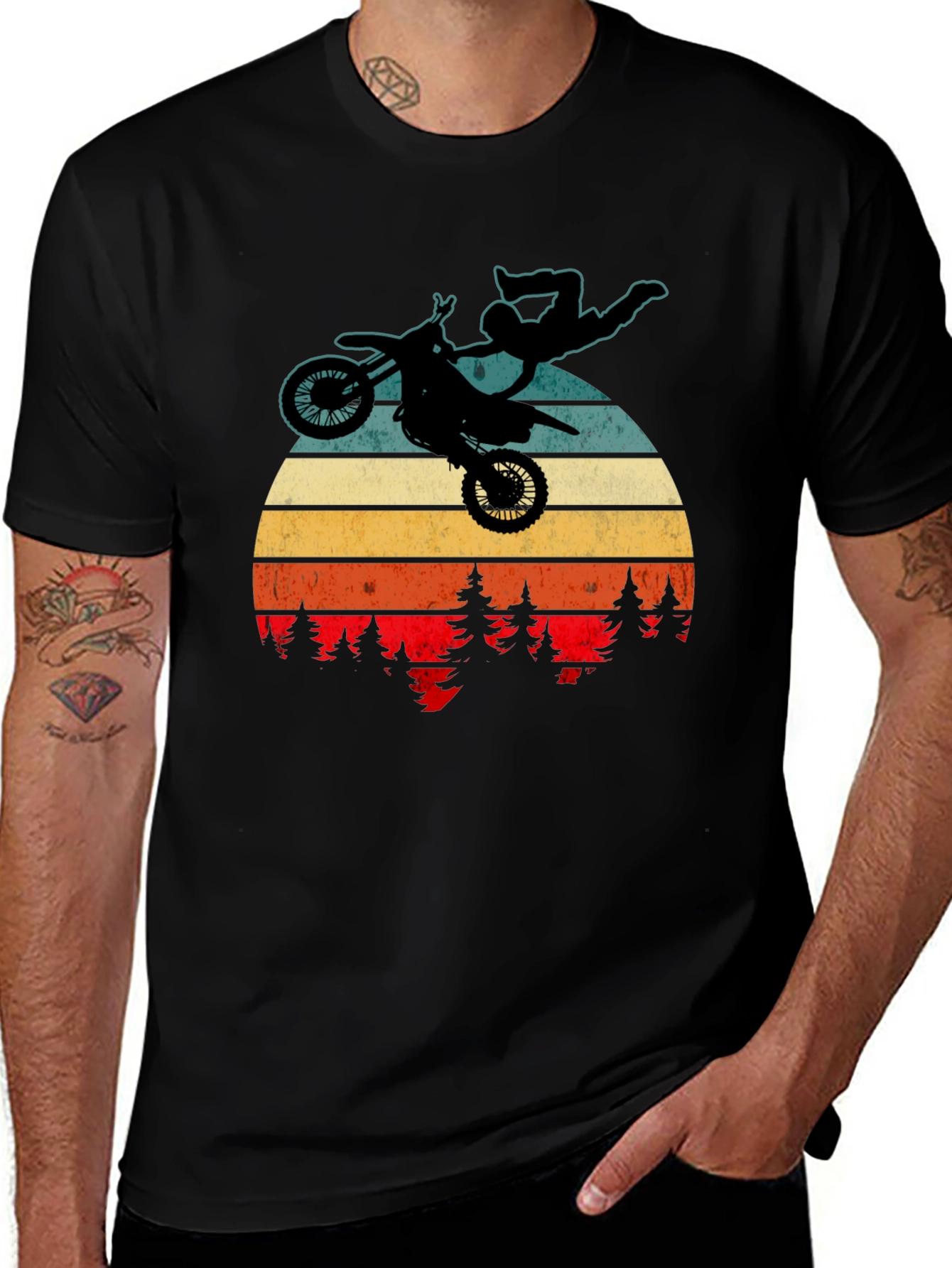 Variant 4 of Motocross Retro Sunset Graphic T-Shirt