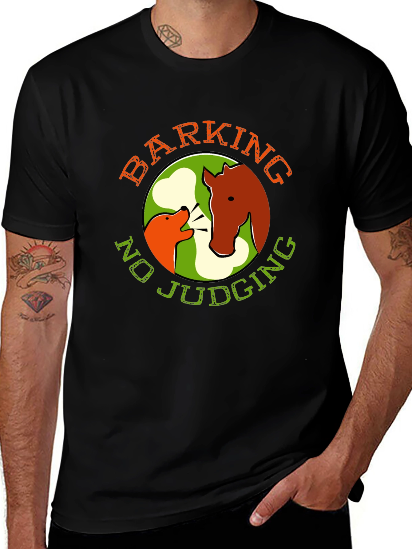 Black Barking No Judging Graphic Tee main image