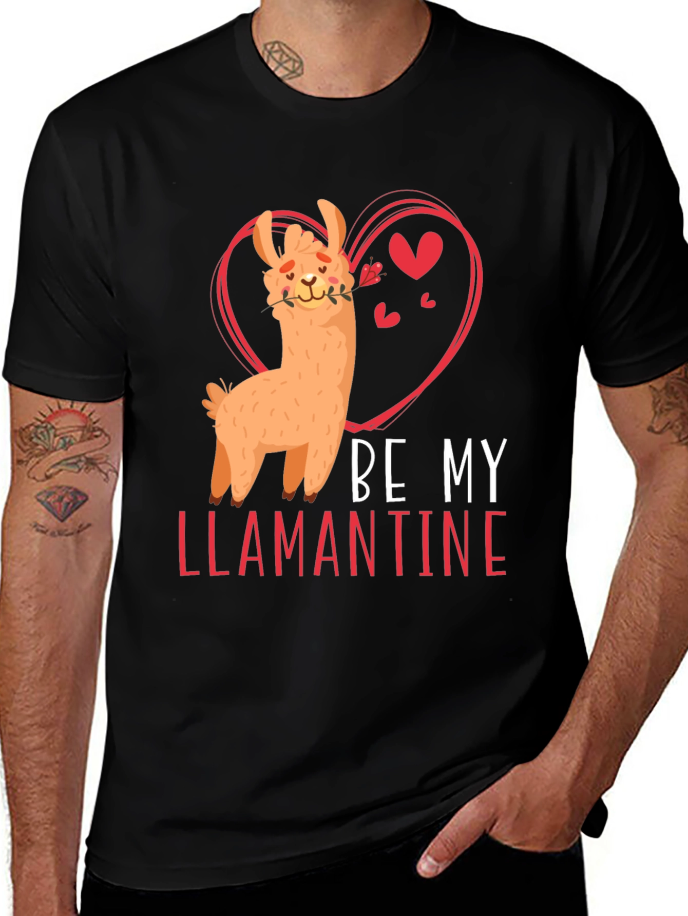 Variant 13 of Be My Llamantine Black T-Shirt