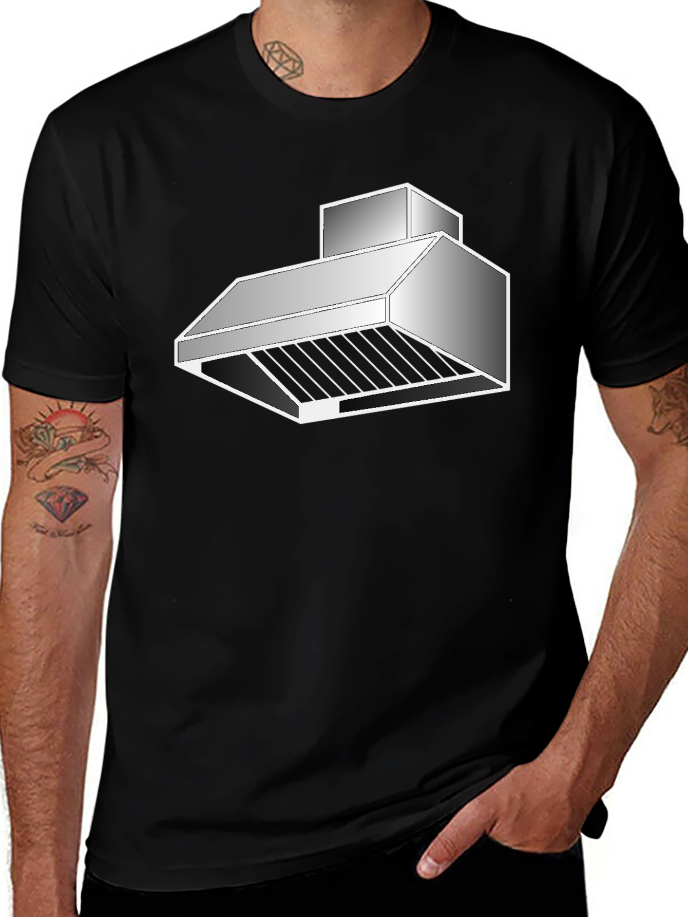 Variant 13 of Novelty Range Hood T-Shirt - Black Cotton