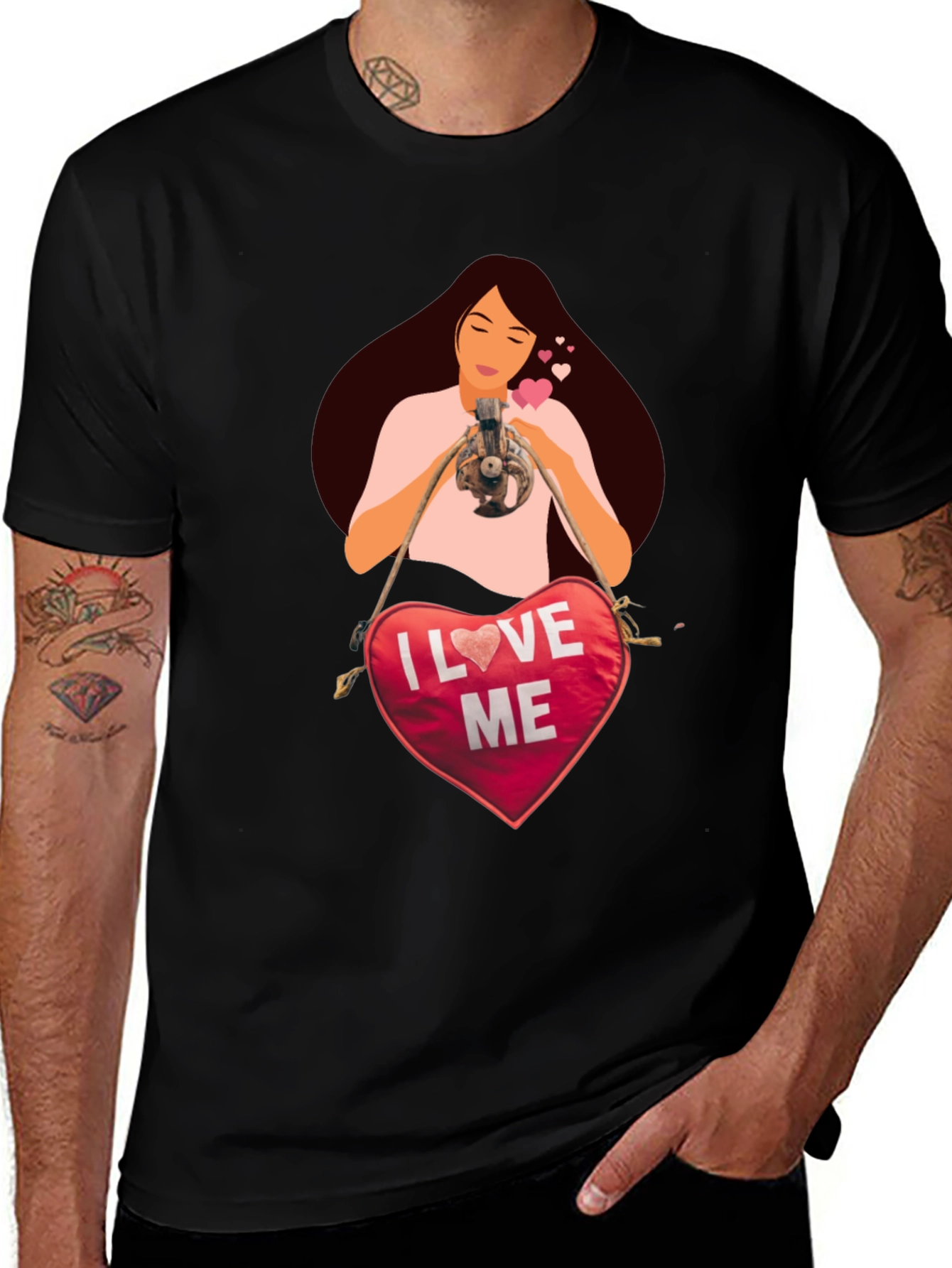 Variant 20 of I Love Me Graphic Tee - Black Unisex T-Shirt