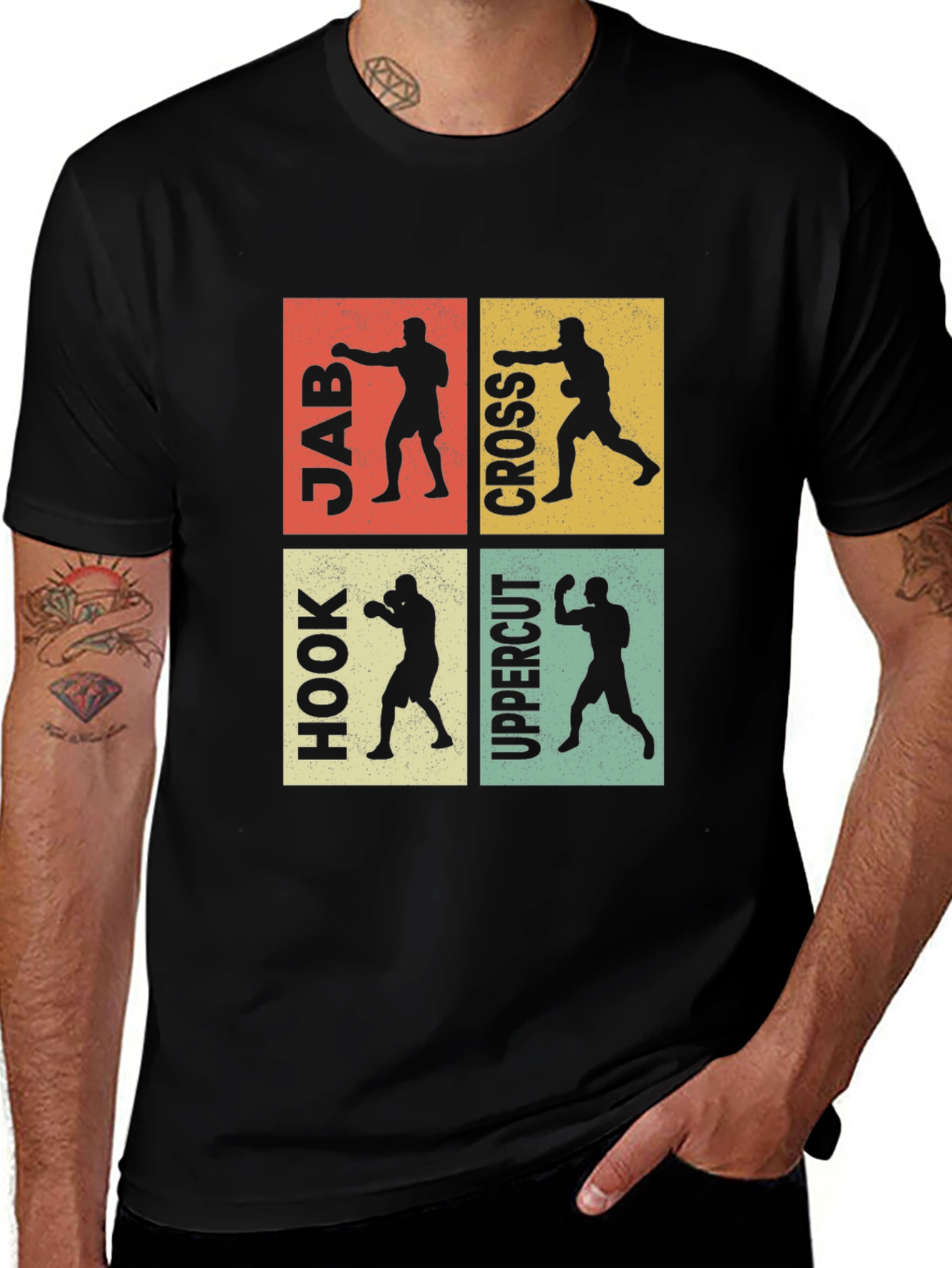 Boxing Moves Graphic Tee - Jab Cross Hook Uppercut