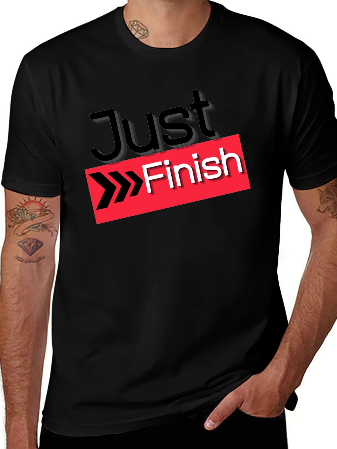 Just Finish Graphic Tee - Motivational Running Shirt