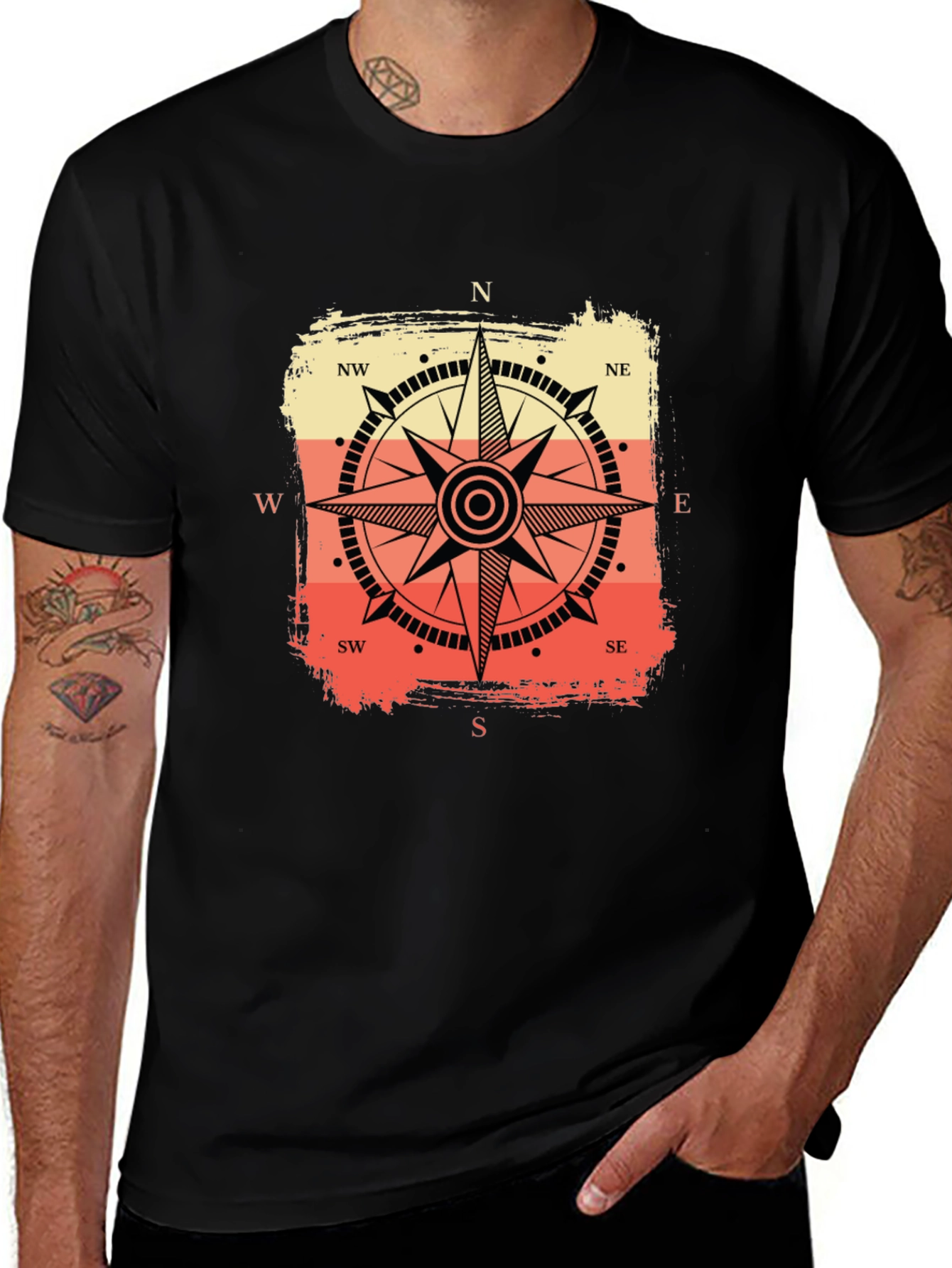 Variant 7 of Retro Compass Graphic Tee - Black