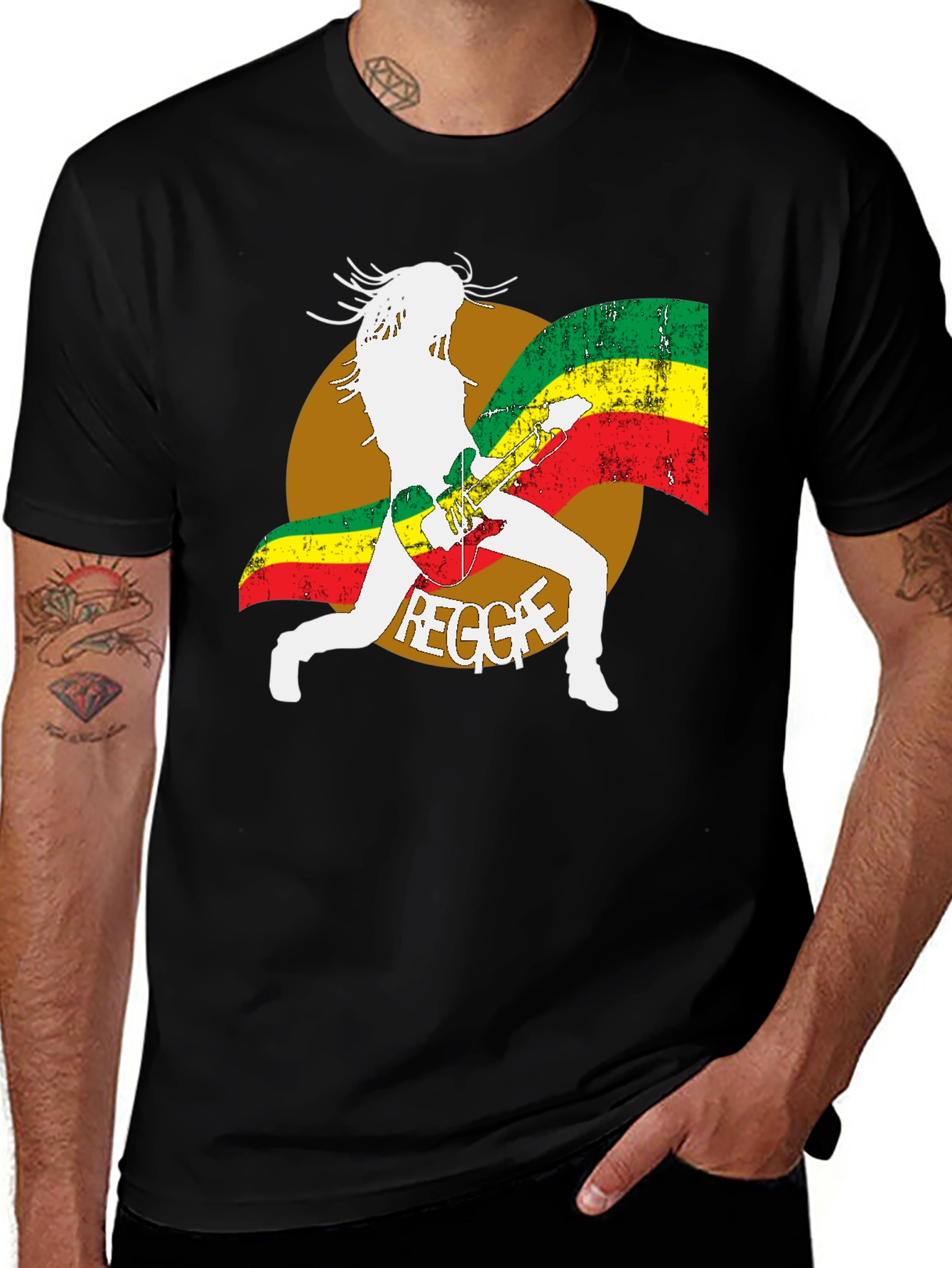 Variant 8 of Reggae Guitar Player Graphic T-Shirt