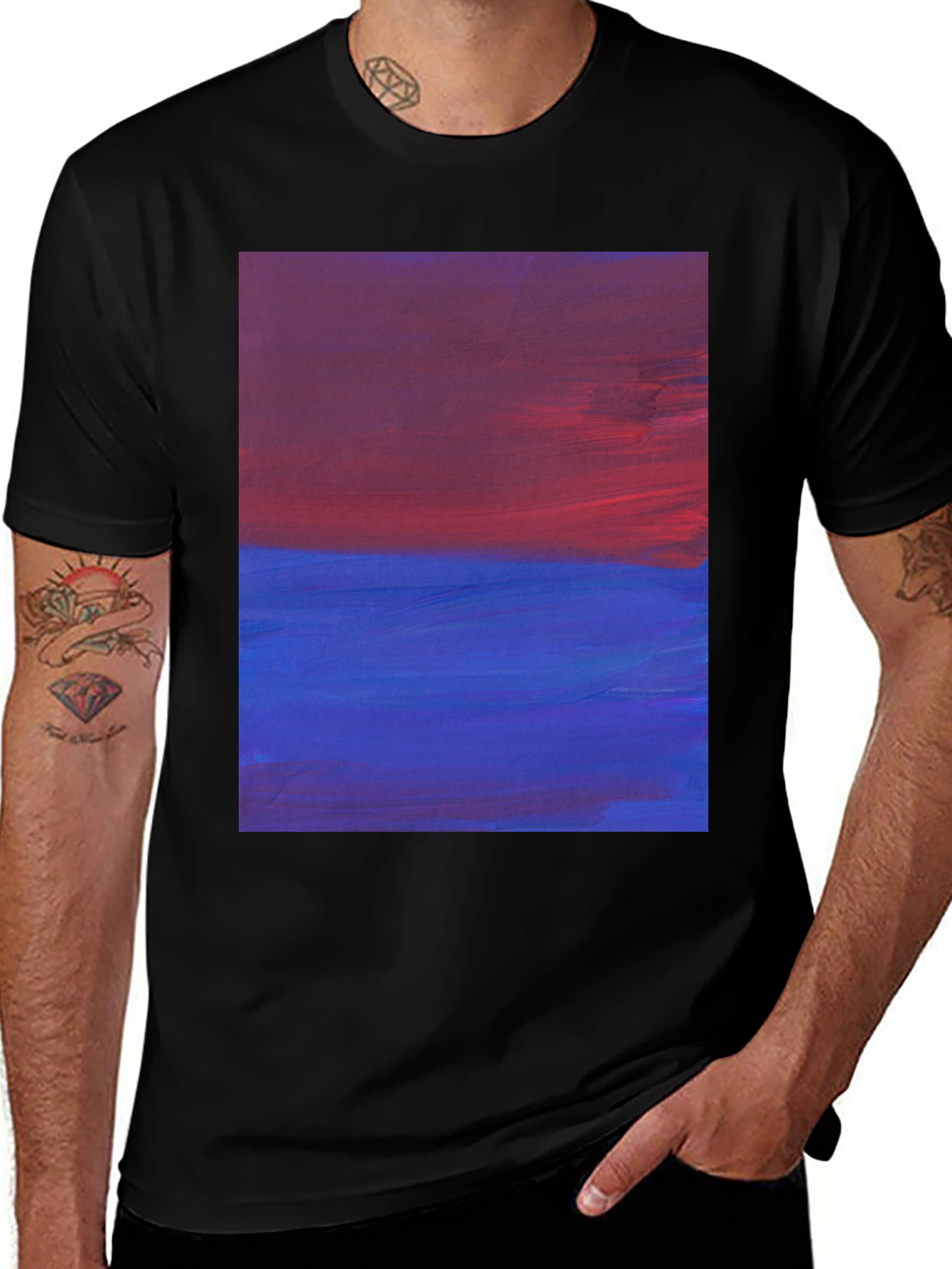 Variant 9 of Abstract Horizon Men's Black Tee