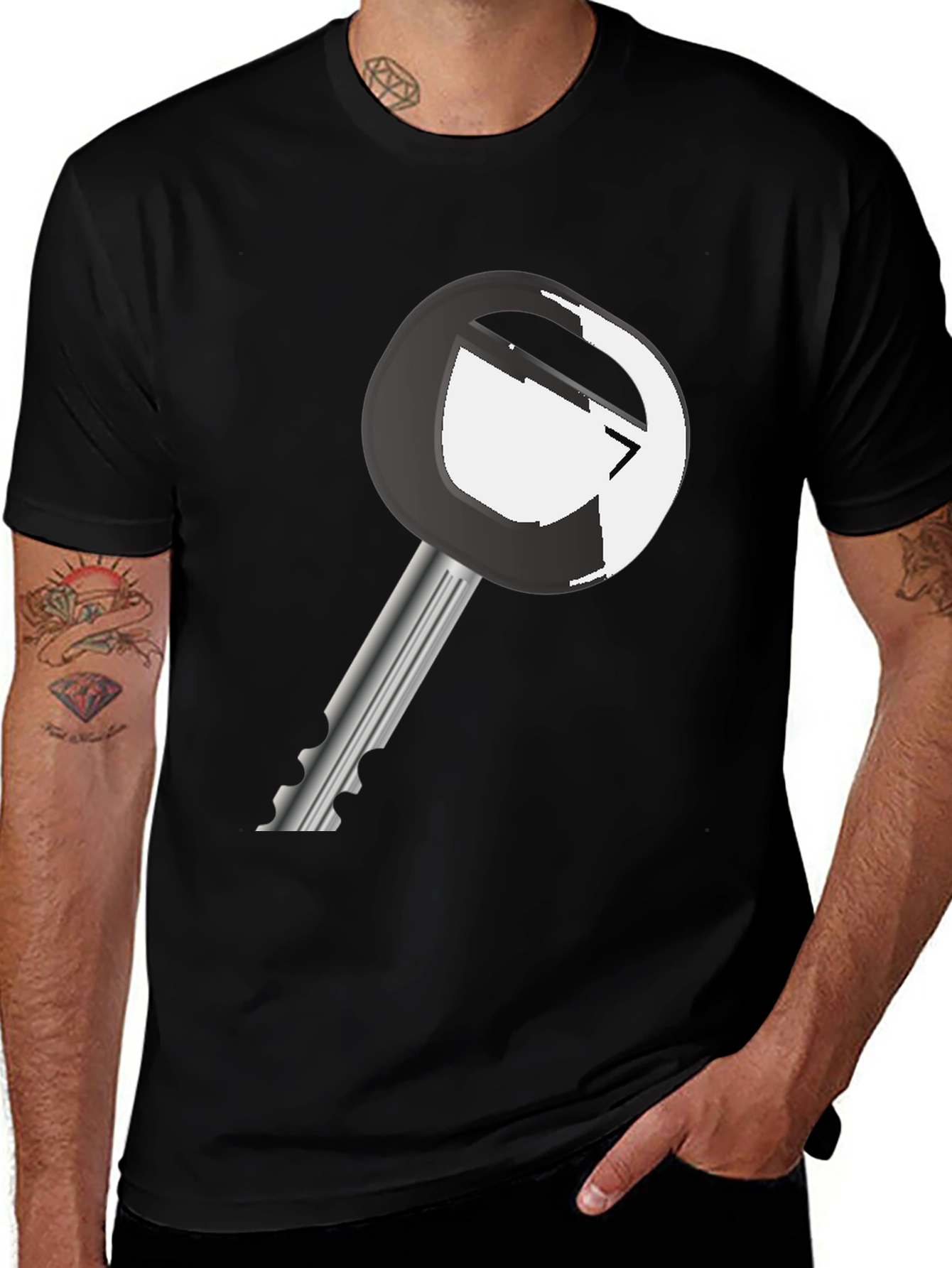 Variant 10 of Key Graphic Black T-Shirt - Modern Style