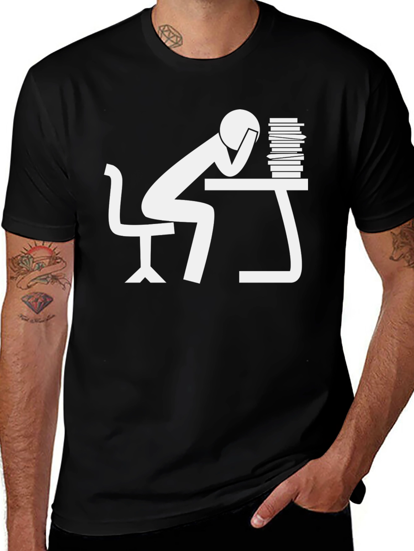 Stressed Student Black T-Shirt - Bookworm Style