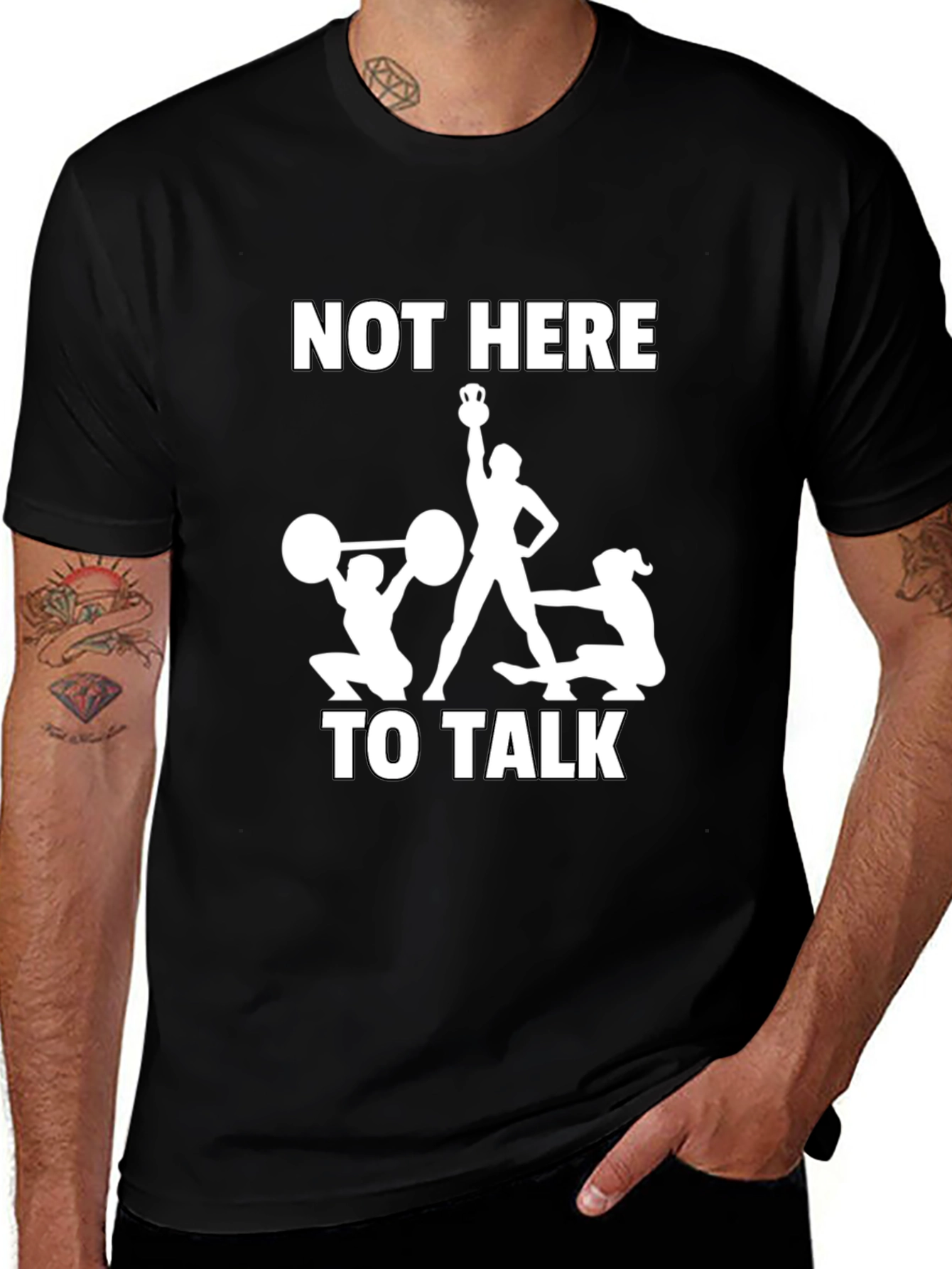 Variant 15 of Not Here To Talk T-Shirt Gym Workout Funny Tee
