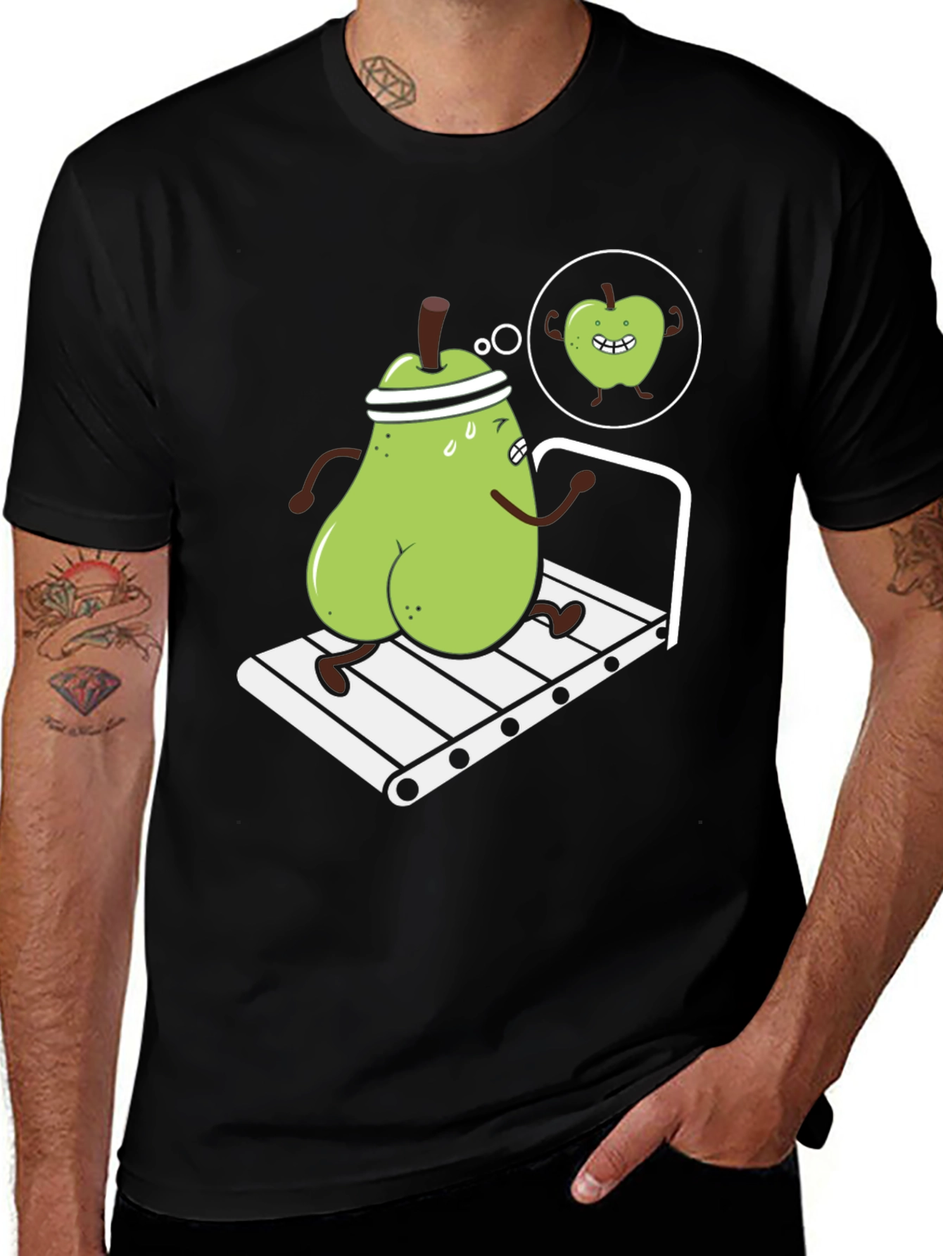 Variant 8 of Funny Pear on Treadmill Graphic T-Shirt