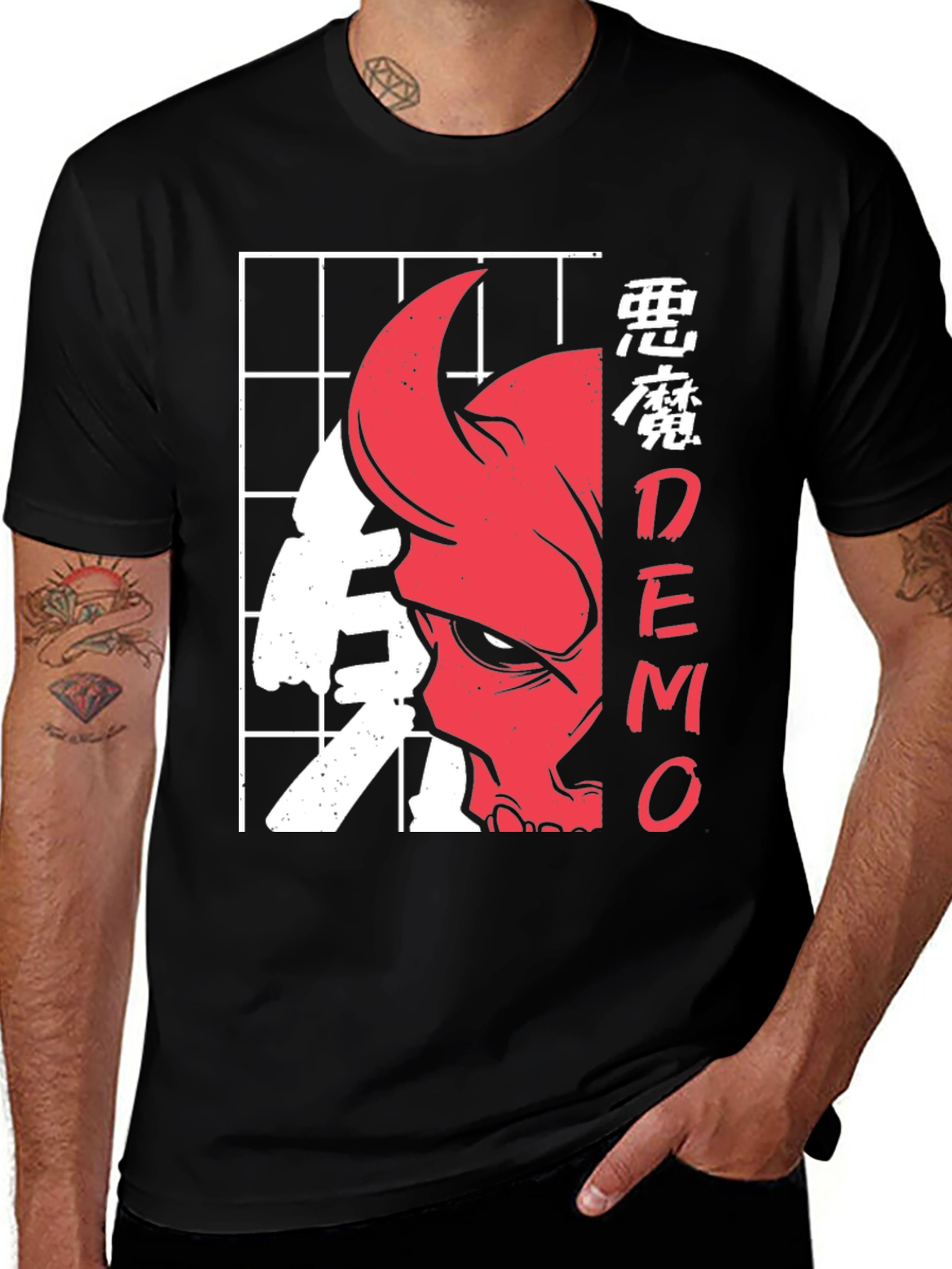 Variant 3 of Japanese Style Demon Graphic T-Shirt
